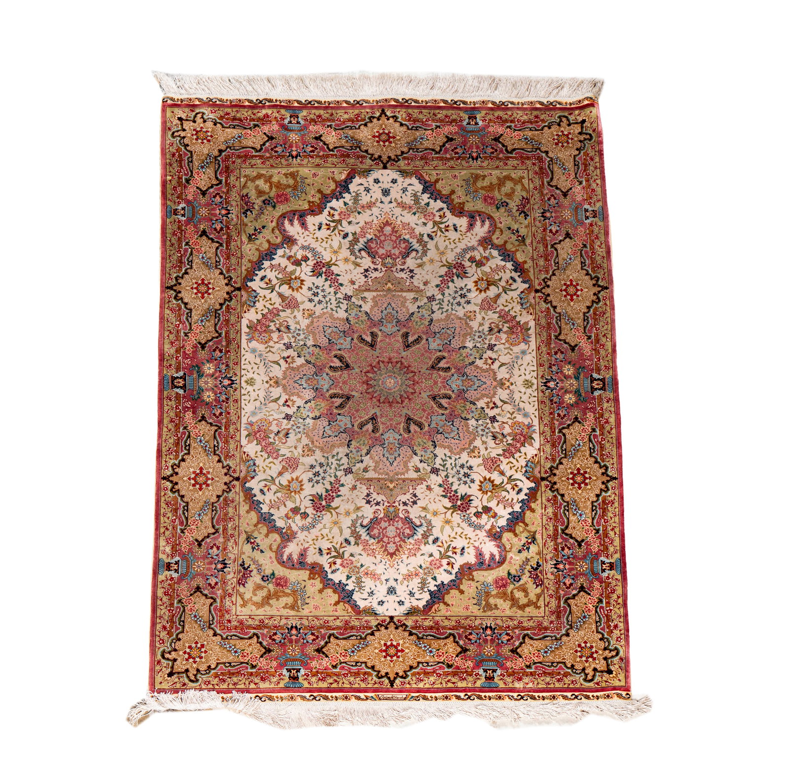 A Fine Tabriz Silk Prayer Rug 5' x 3'5"" (1 of 20)