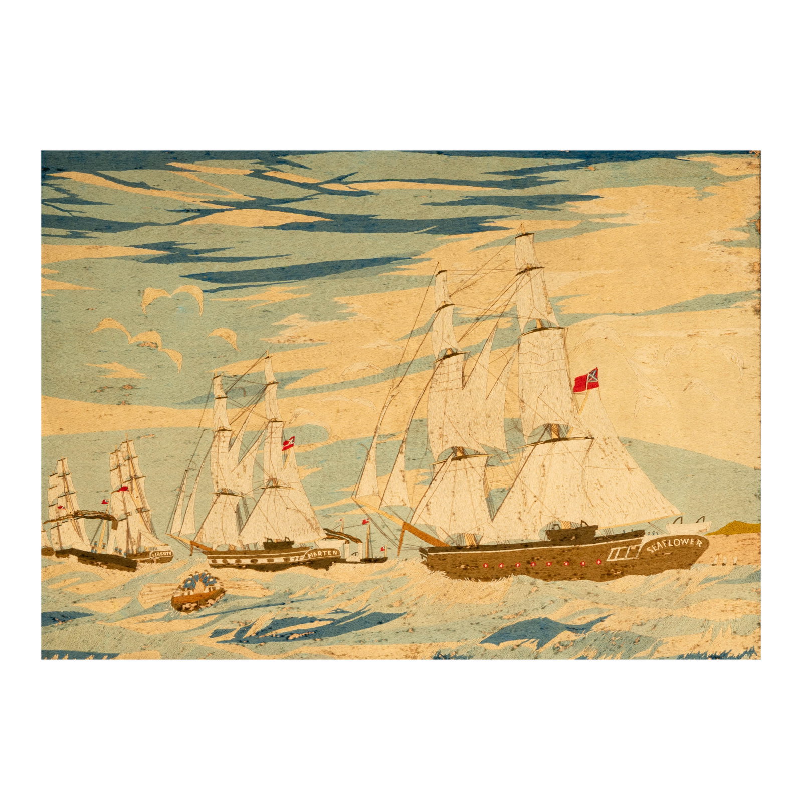 19th Century Large Sailor Wool Work (1 of 7)