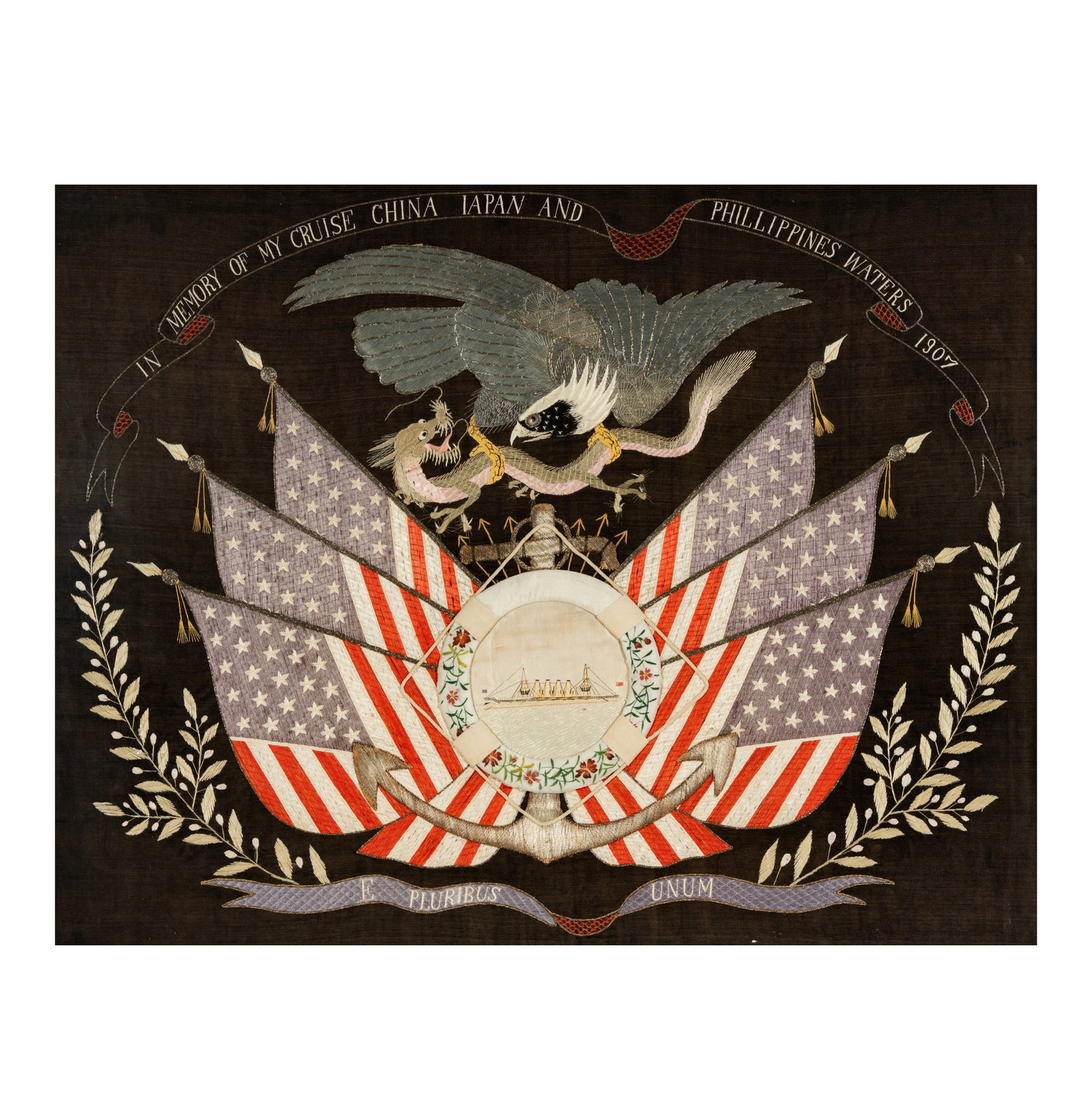 1907 U.S.S. New Jersey 'Show of the Flags to the Far East' Wool Work (1 of 20)