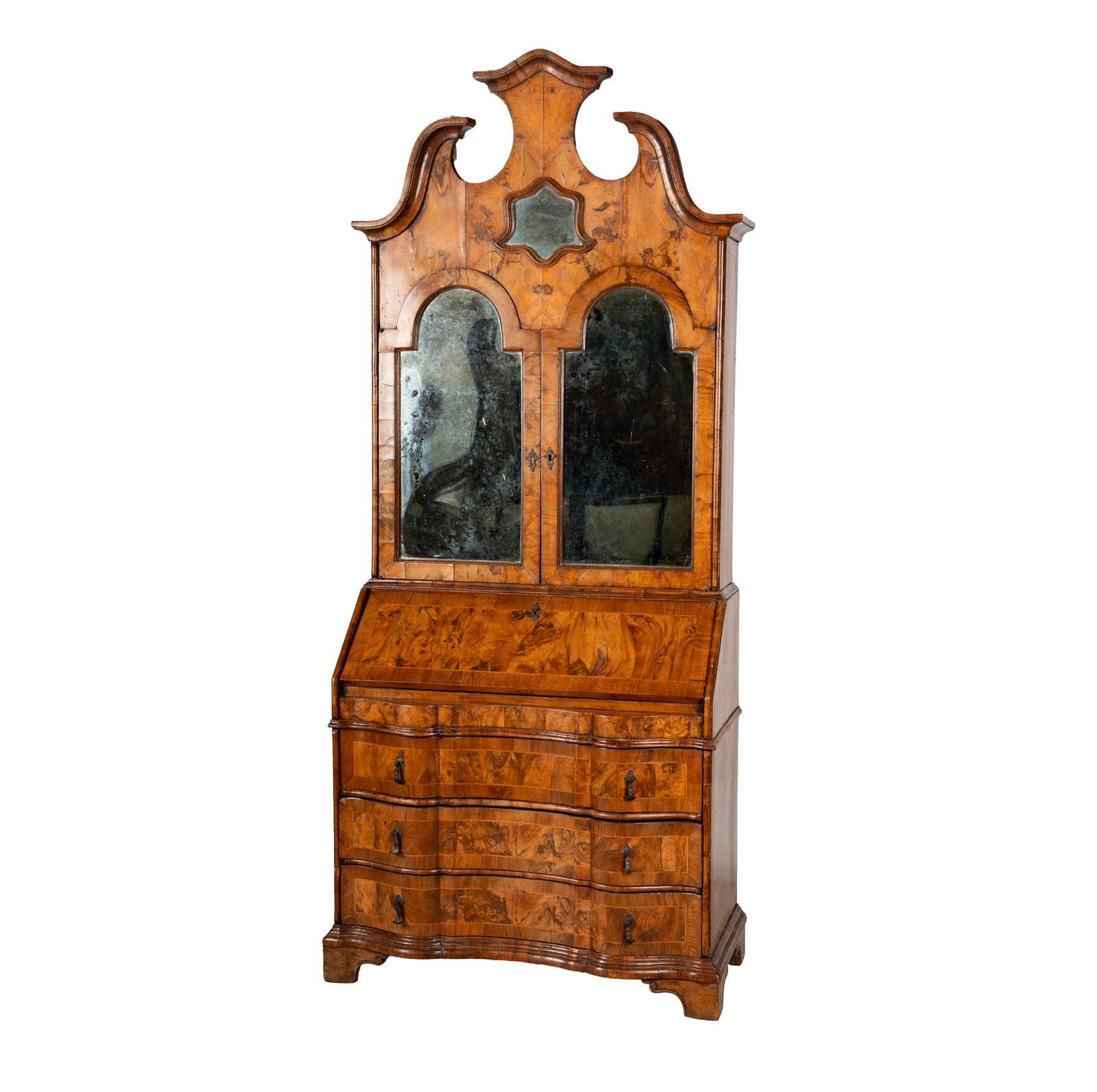 Italian Baroque Secretary: in two parts, 95 1/2 x 39 1/2 x 19 in.