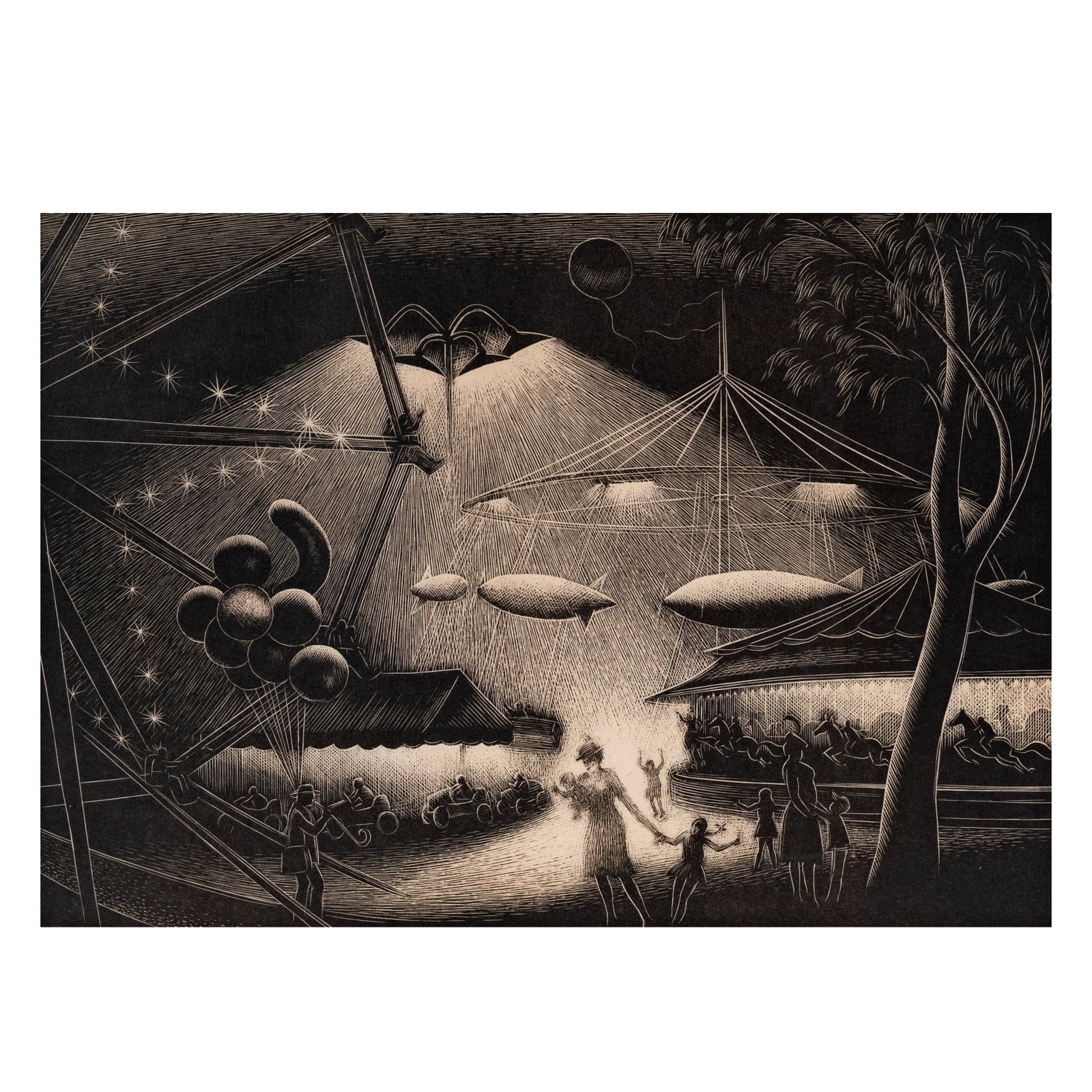 Paul Landacre (1893-1963), Children's Carnival: wood engraving on paper, signed and titled