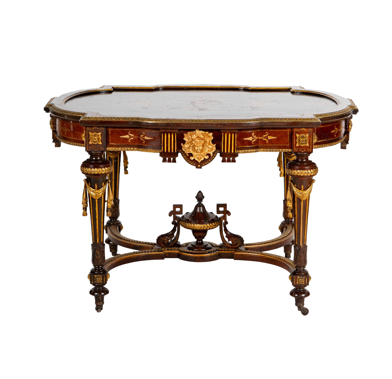 A Victorian Inlaid and Dore Bronze Mounted Salon Table (1 of 20)