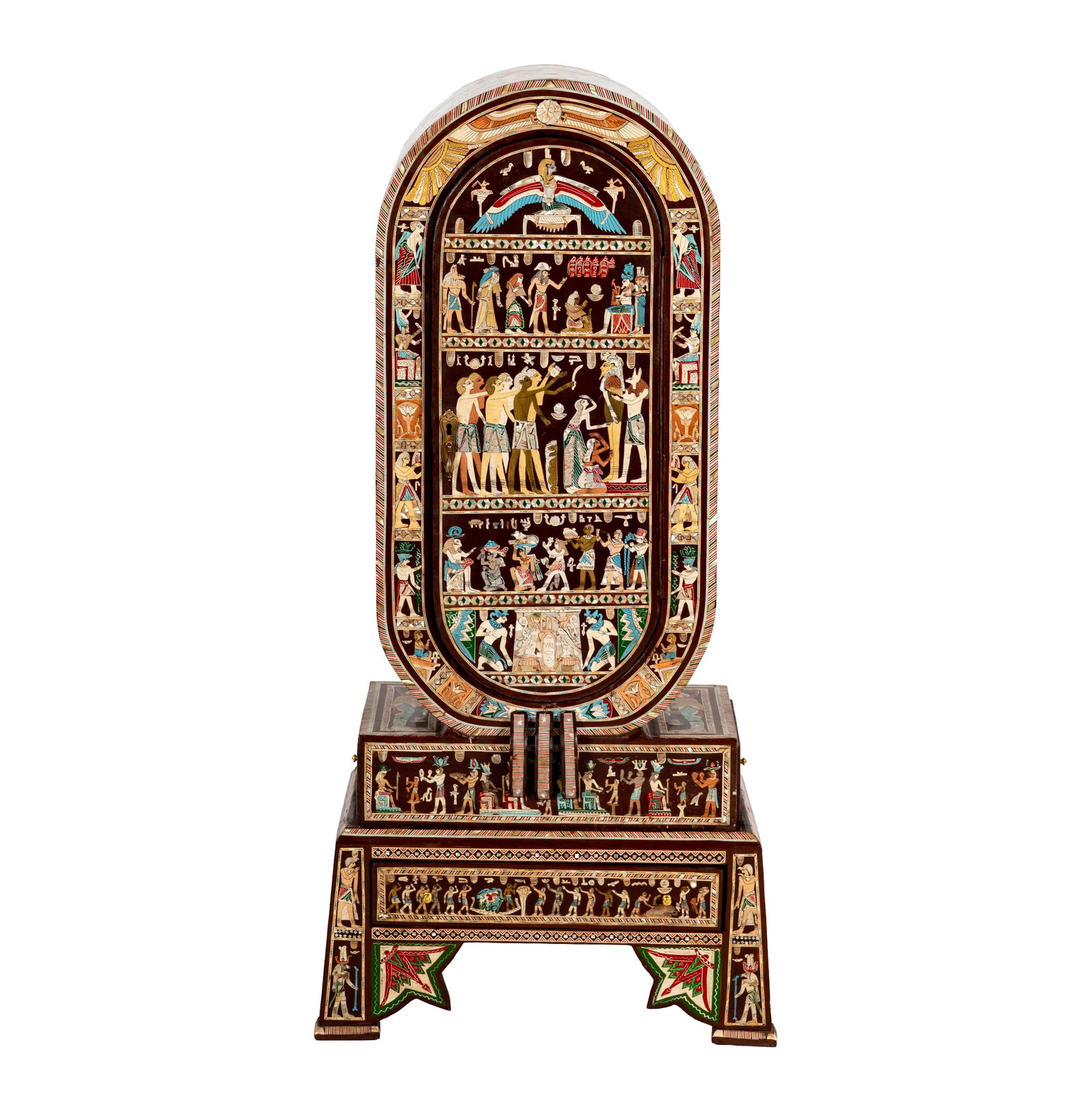 An Egyptian-esque Painted and Inlaid Collector's Cabinet (1 of 13)