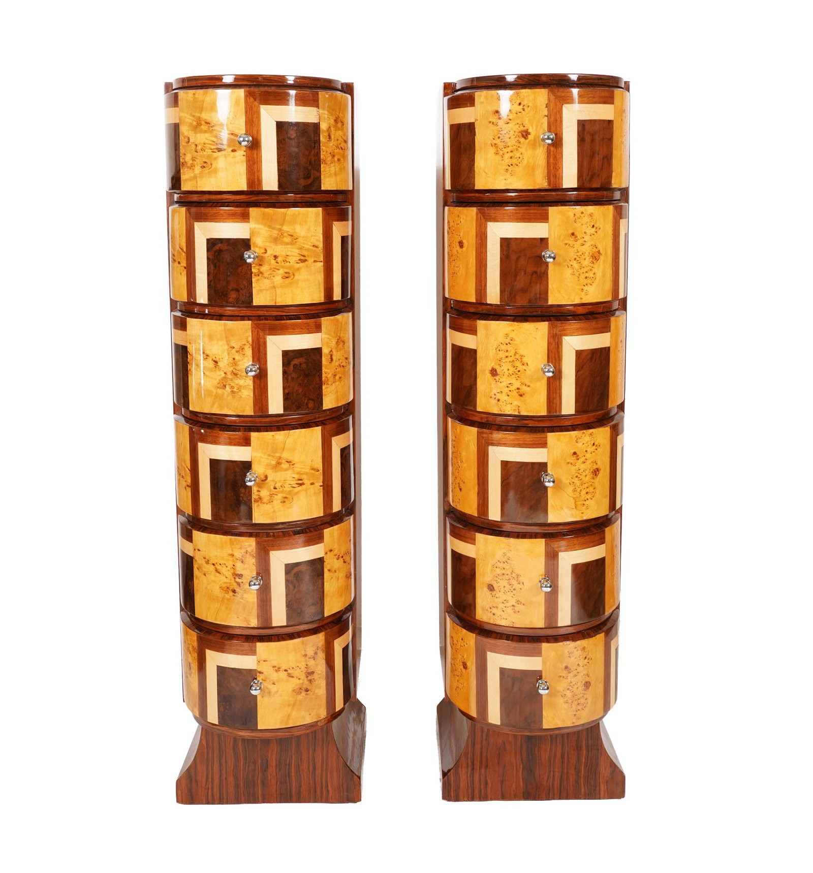 A Pair of Art Deco Style Inlaid Tall Chest of Drawers (1 of 9)