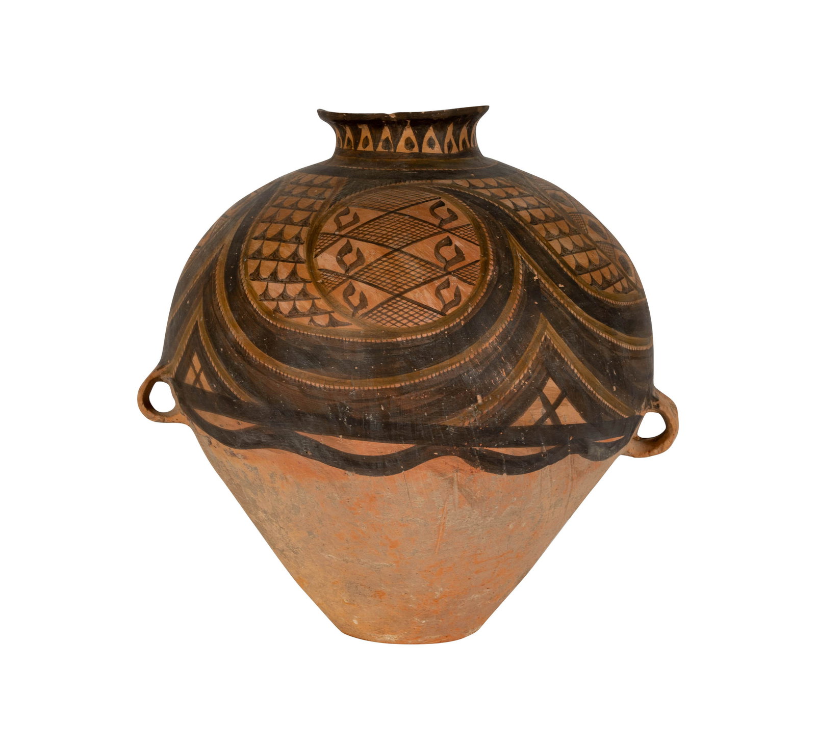 Chinese Painted Pottery Jar: Neolithic period, Majiayao culture, Machang type, 16 x 14 in.