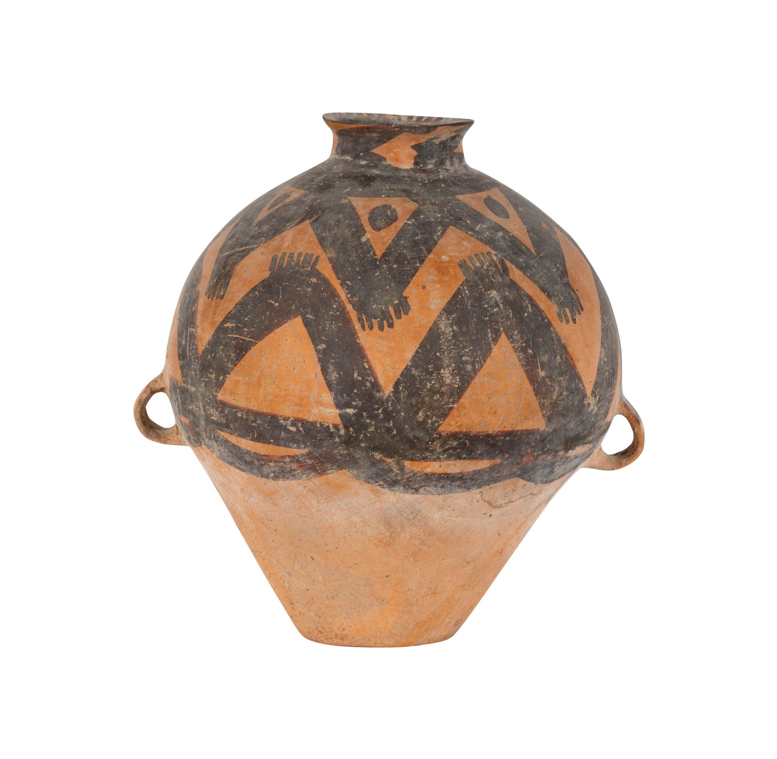 Chinese Painted Pottery Jar: Neolithic period, Majiayao culture, Machang type, 14 1/4 x 12 in.