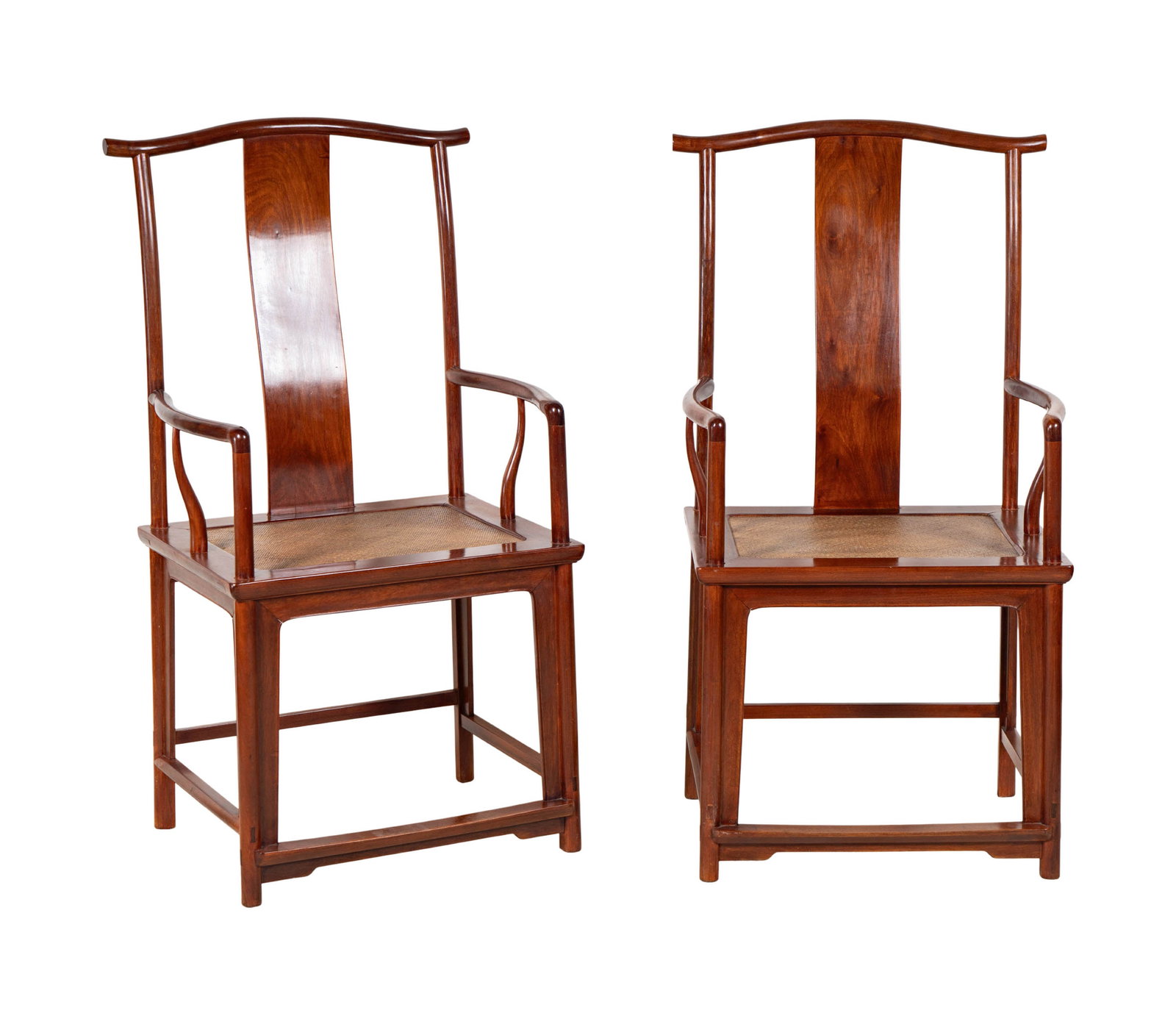 A Pair of Chinese Huanghuali and Mixed Wood Yoke-Back Arm Chairs (1 of 15)