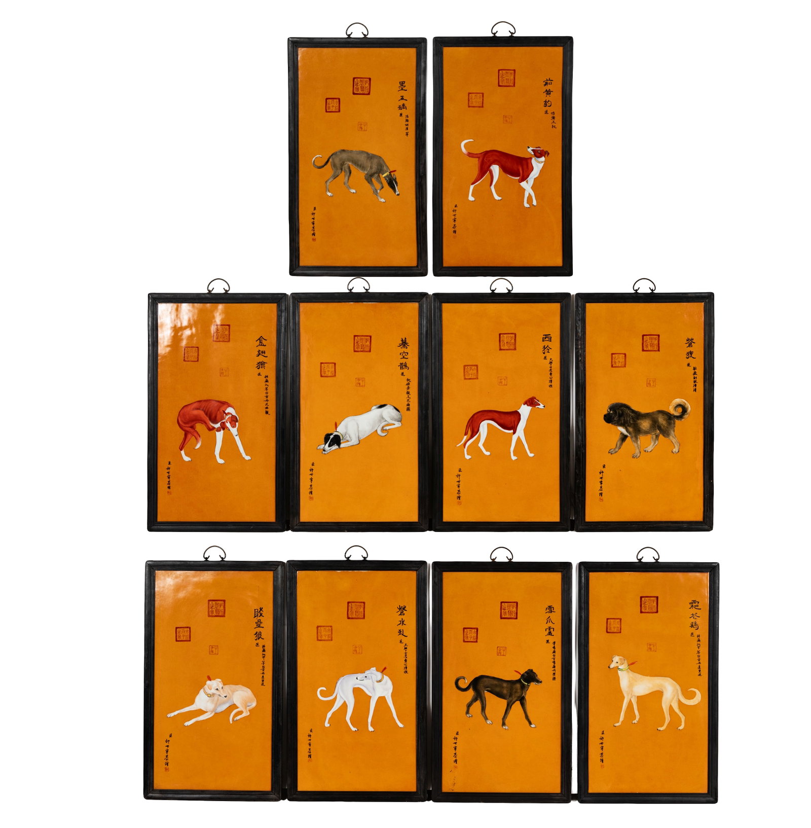 A Set of Ten Framed Chinese Painted Panels (1 of 13)