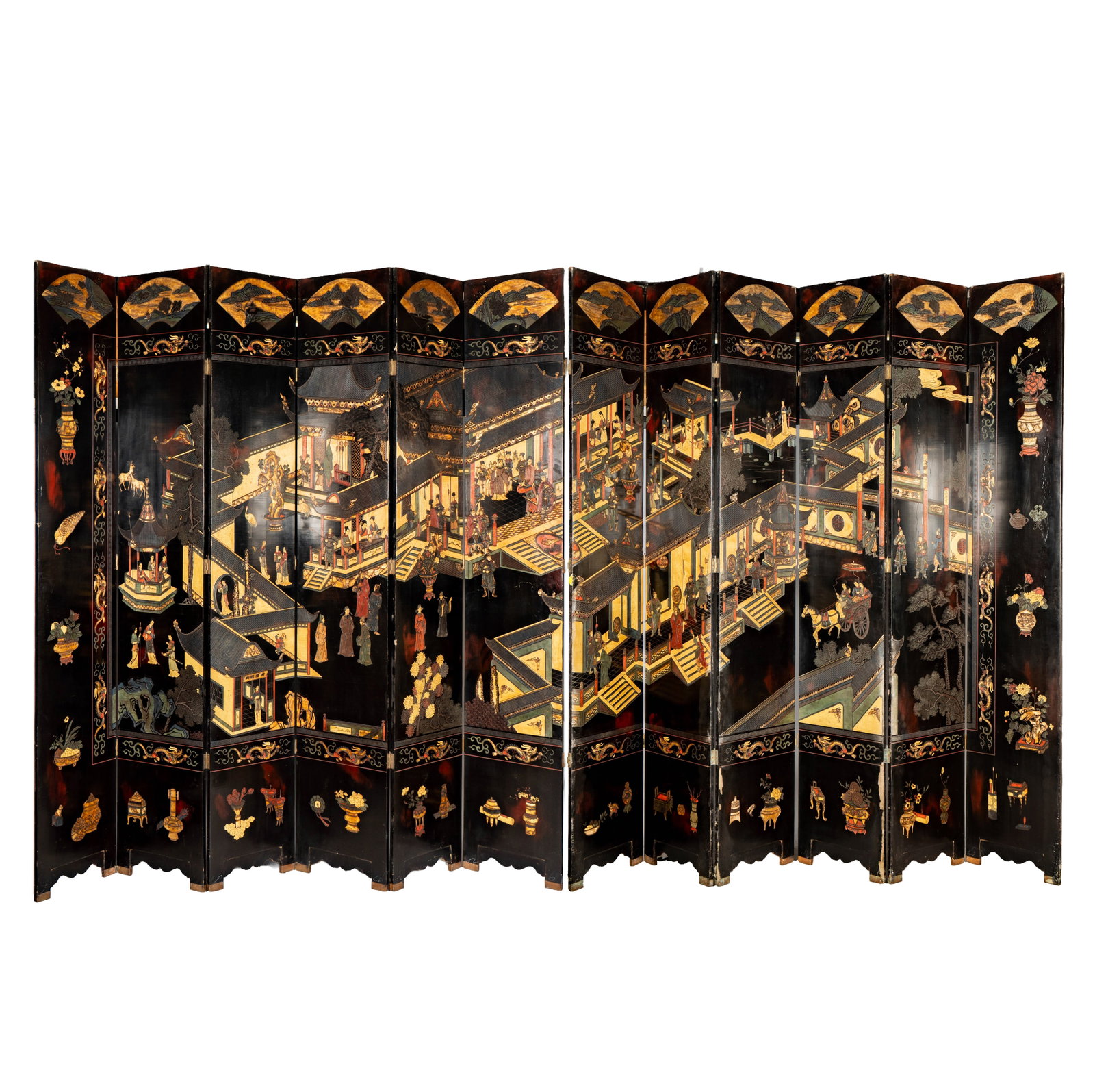 Twelve Panel Coromandel Chinese Screen (1 of 17)