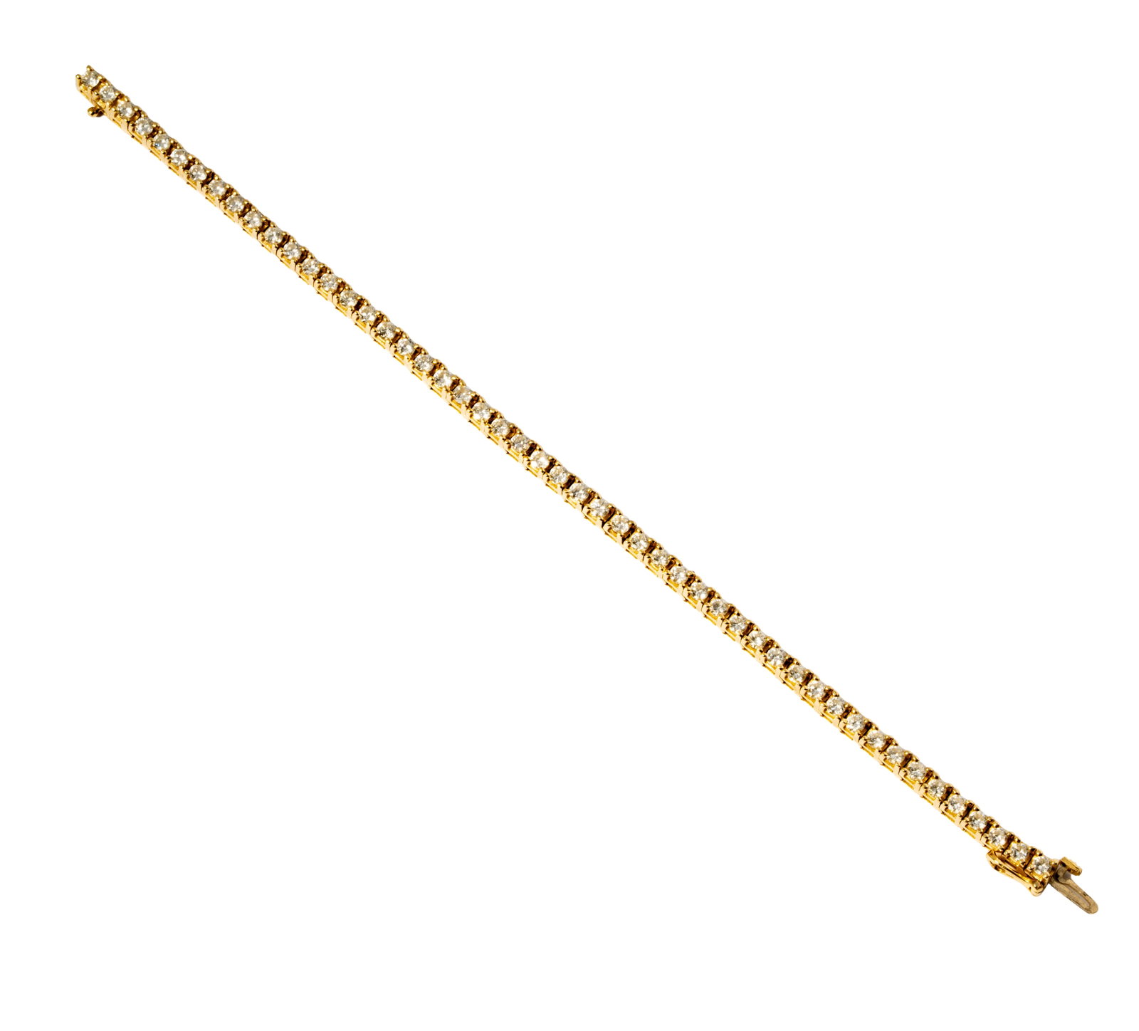 14 Karat Yellow Gold Diamond Tennis Bracelet (1 of 13)