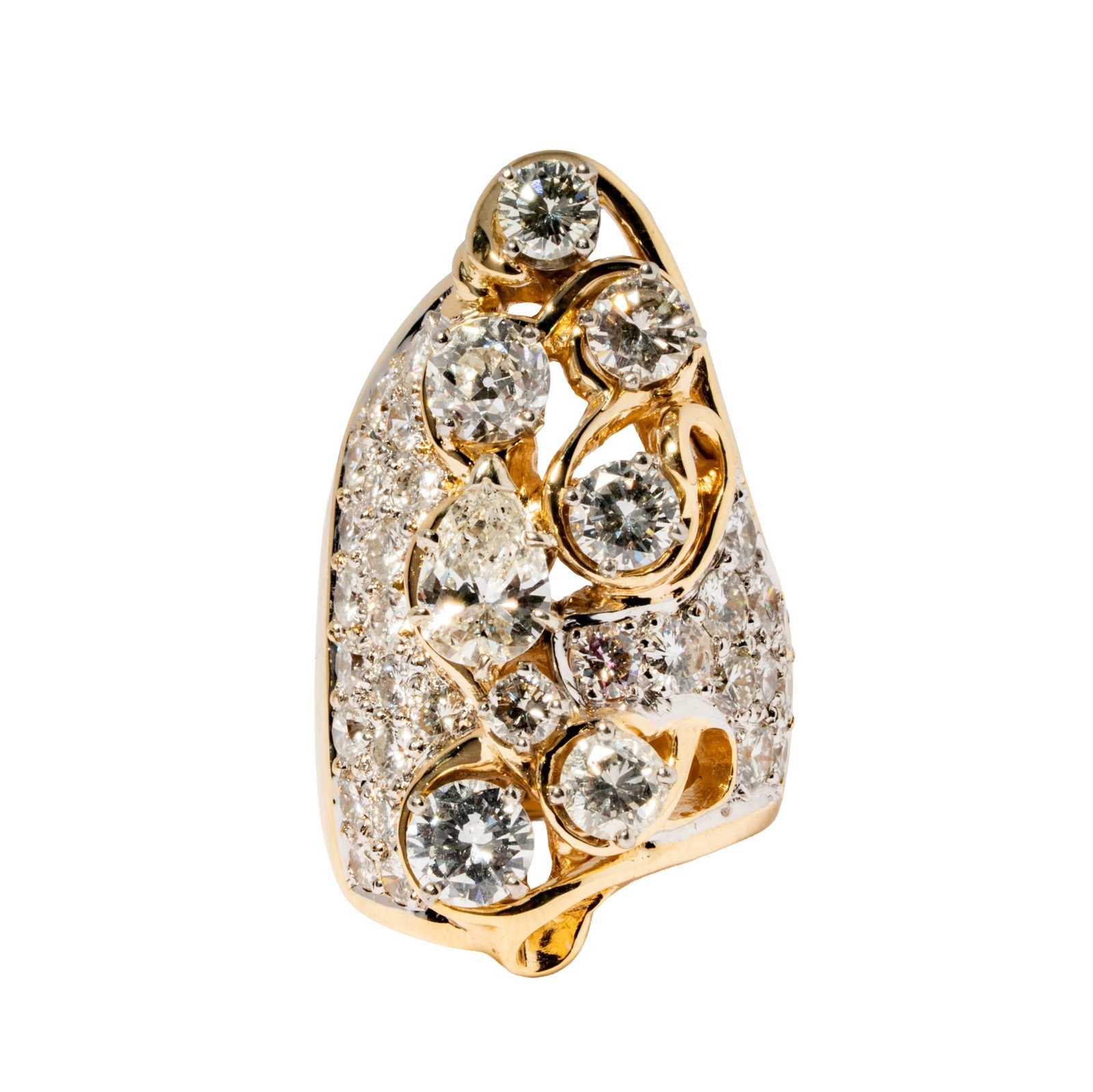 14 Karat Yellow Gold Diamond Cluster Ring (1 of 9)