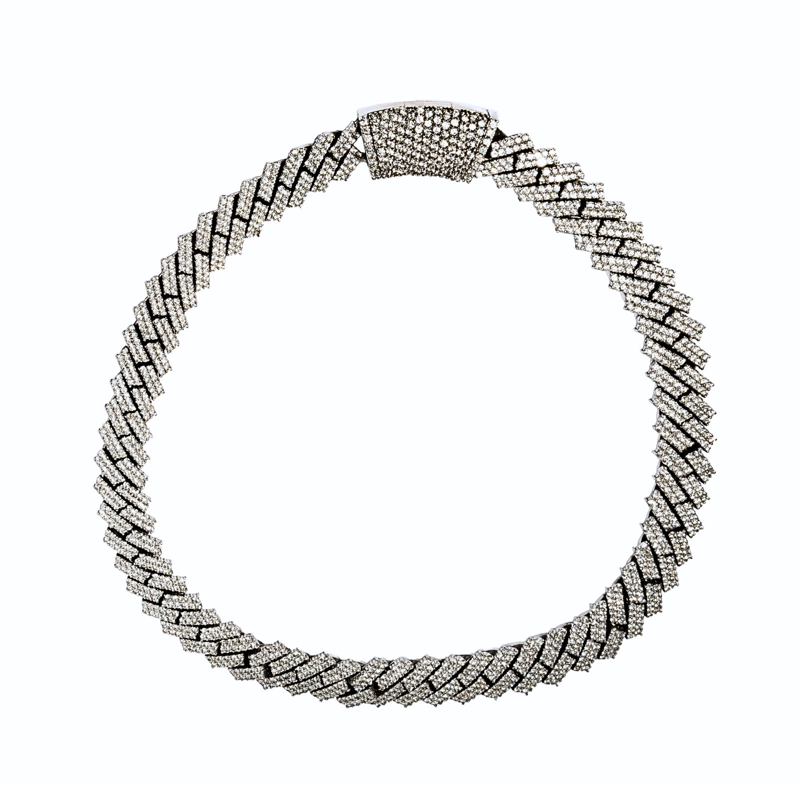 14 Karat White Gold Diamond Cuban Link Necklace (1 of 12)