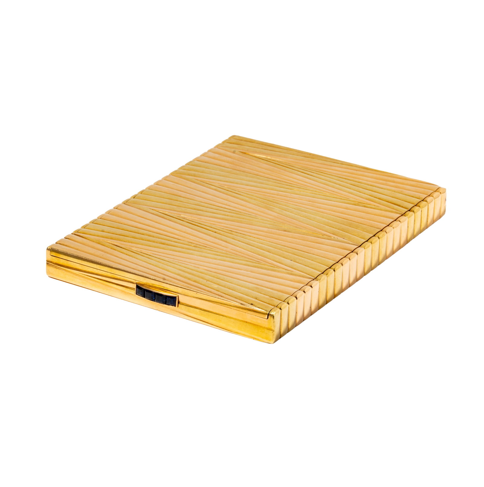 Vintage Cartier Paris, 18 Karat Rose and Yellow Gold, Sapphire Cigarette Case: Including one vintage Cartier Paris 18 karat yellow and rose gold and sapphire cigarette case, clasp set with four square step-cut sapphires weighing approximately 1.20 carats total; engraved 'Sheila 