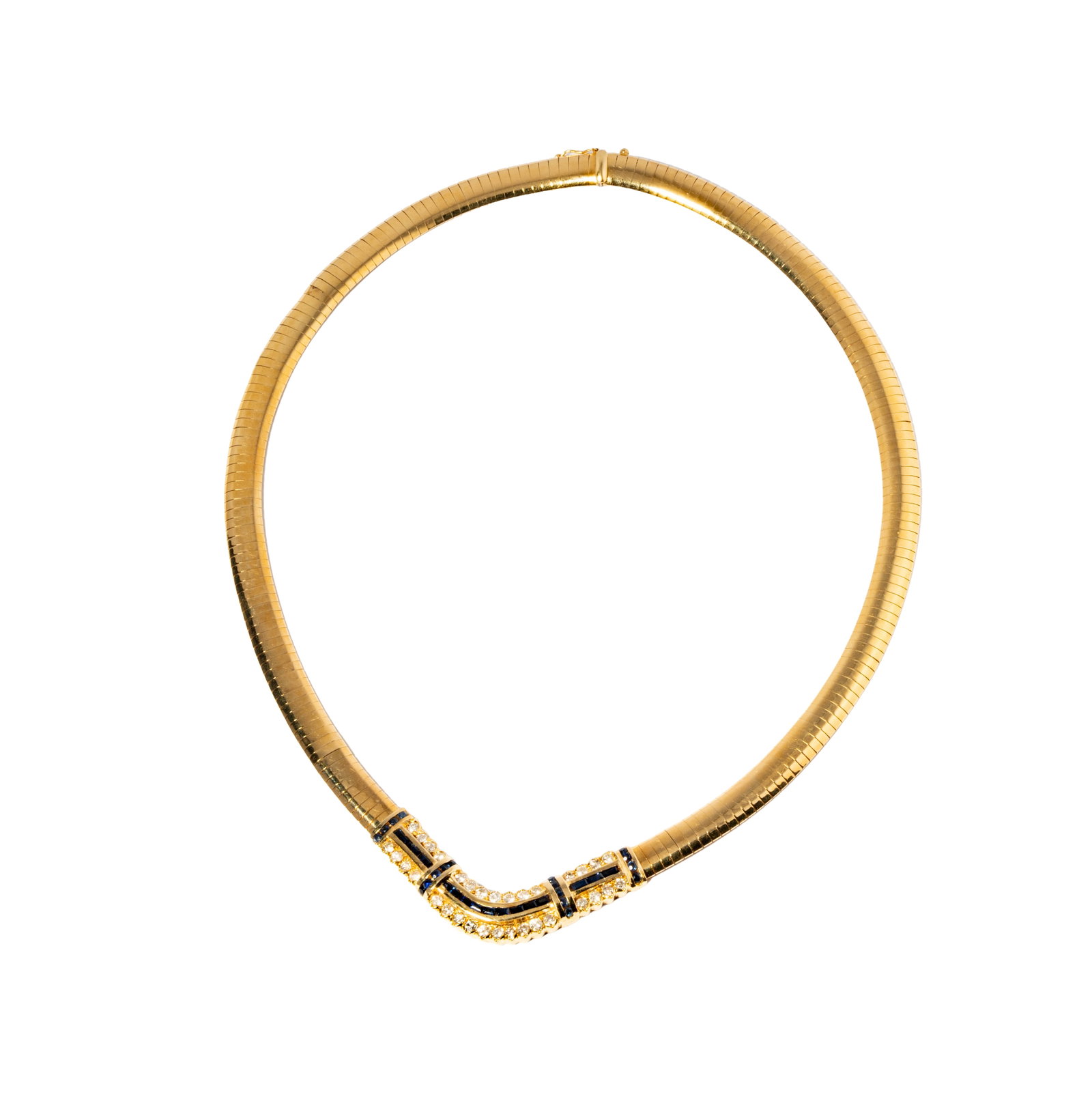 Italian 14 Karat Yellow Gold Diamond and Sapphire Necklace (1 of 9)