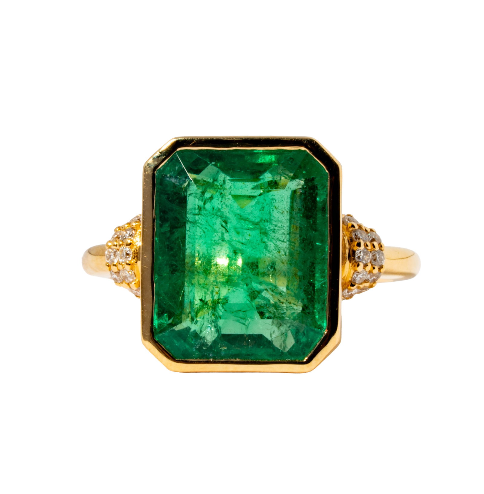 18 Karat Yellow Gold, Emerald and Diamond Ring (1 of 7)