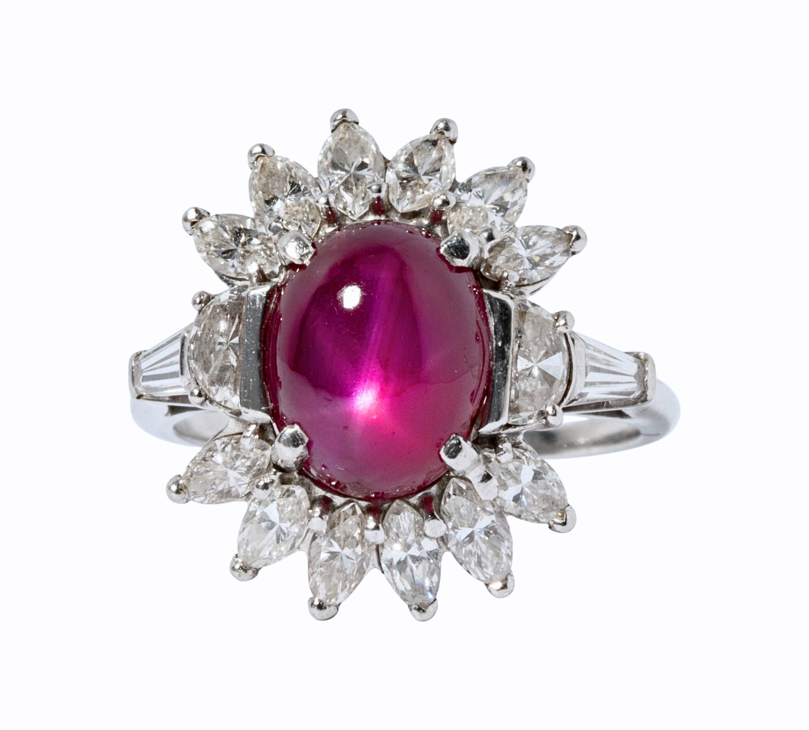 Platinum, Burmese Star Ruby and Diamond Ring (1 of 6)
