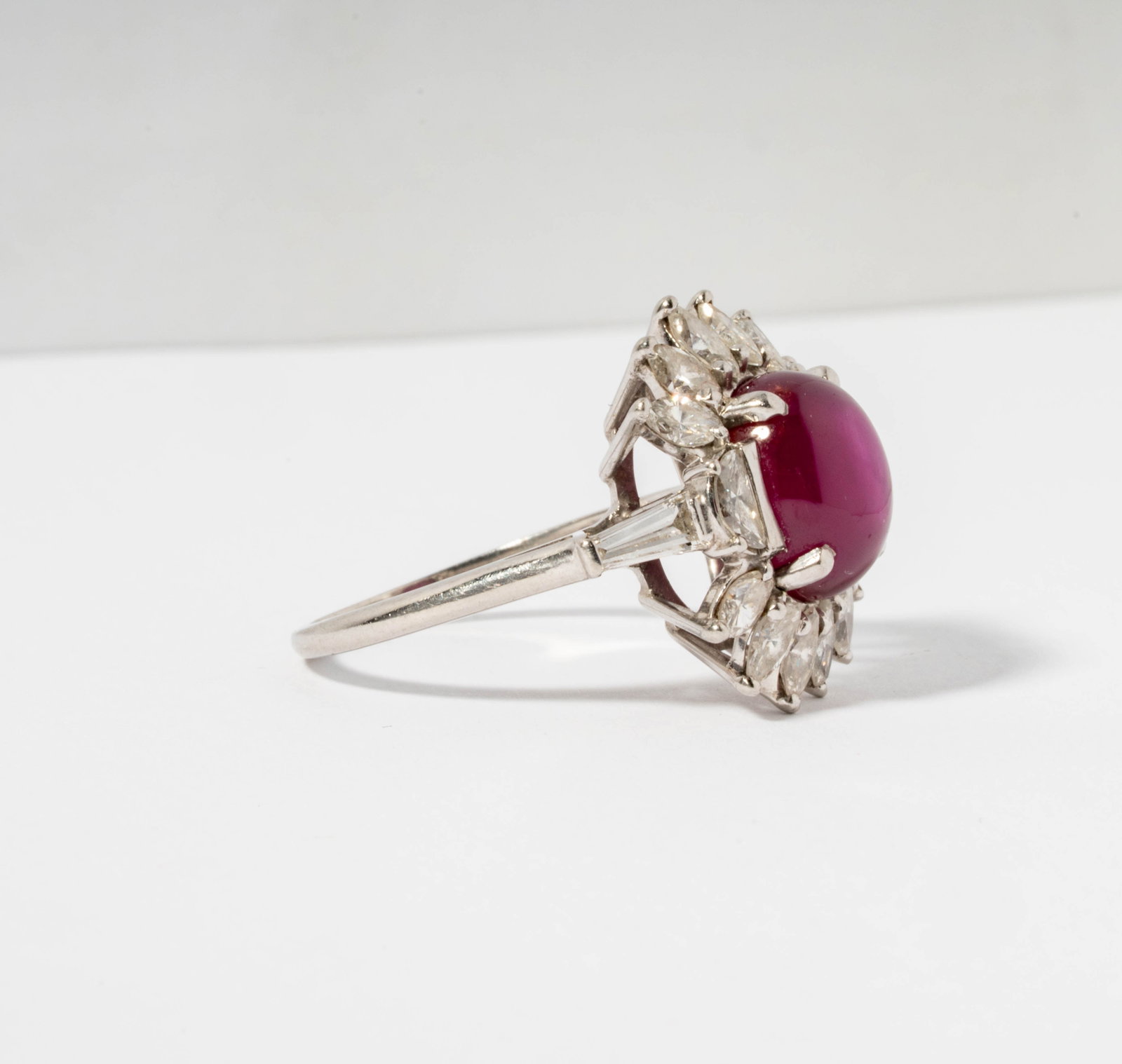 Platinum, Burmese Star Ruby and Diamond Ring - 3