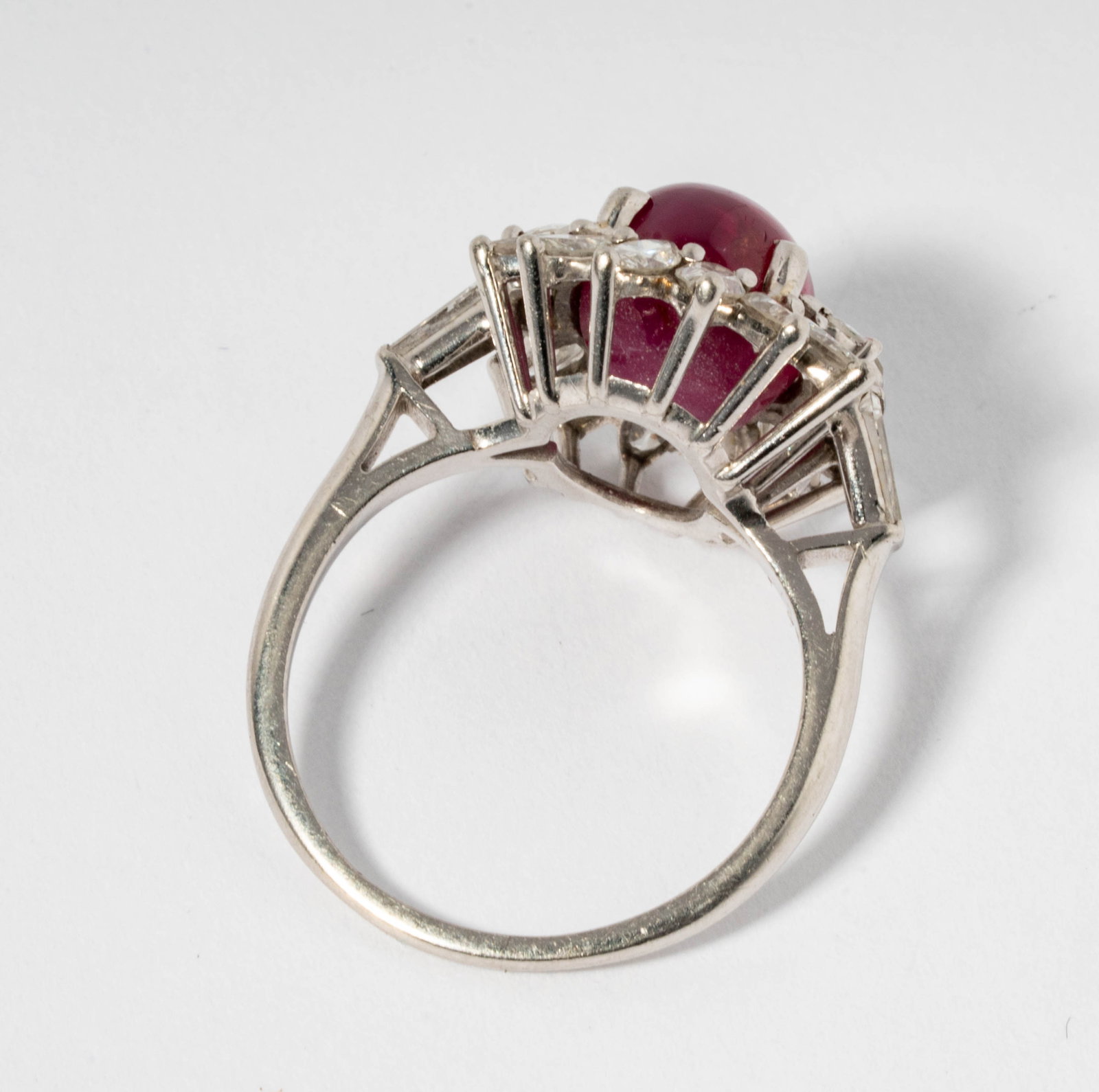 Platinum, Burmese Star Ruby and Diamond Ring - 5