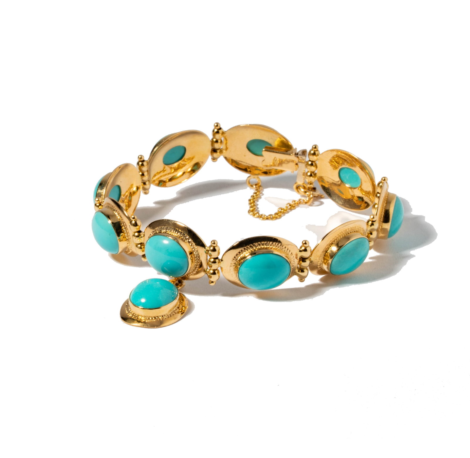 18 Karat Yellow Gold and Turquoise Bracelet (1 of 11)