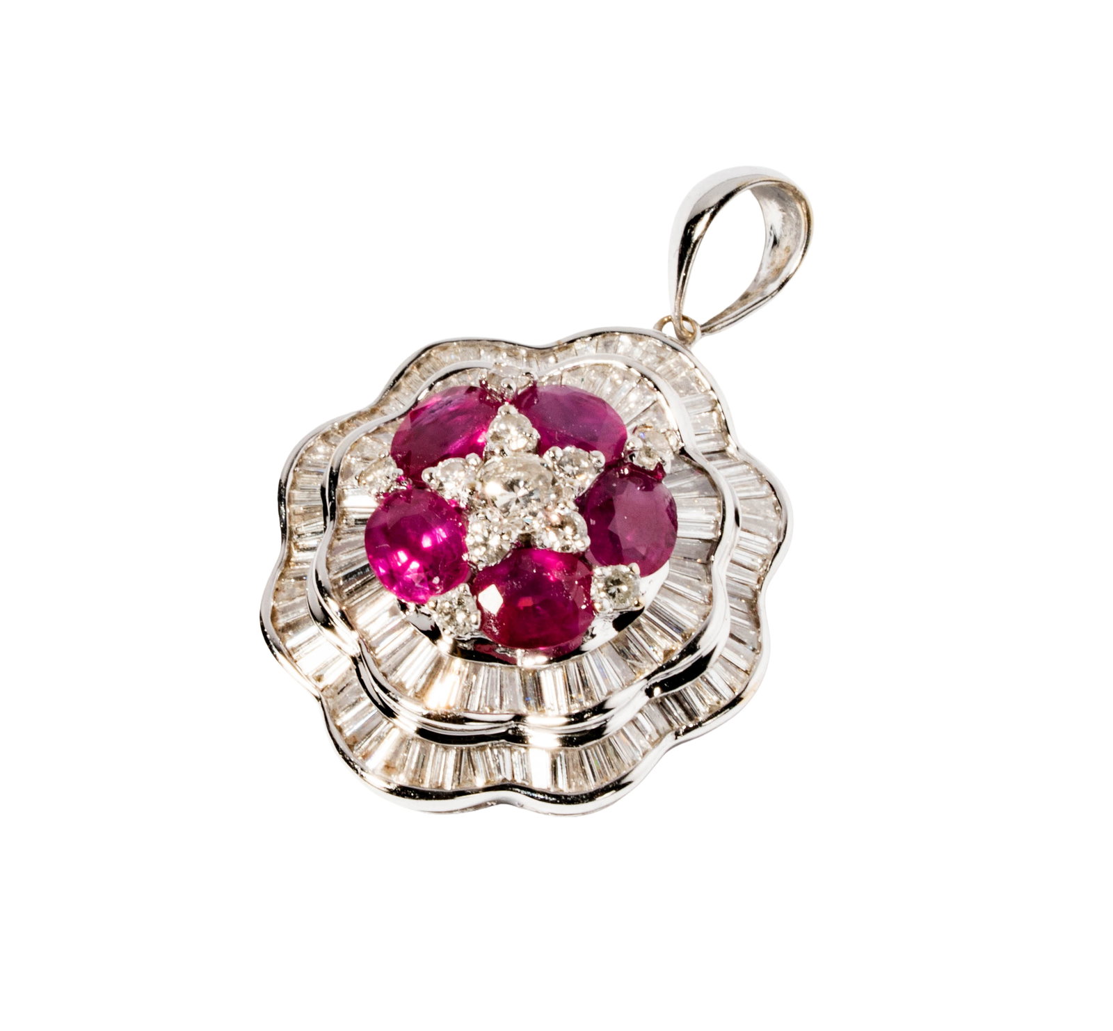 18 Karat White Gold Ruby and Diamond Pendant (1 of 7)
