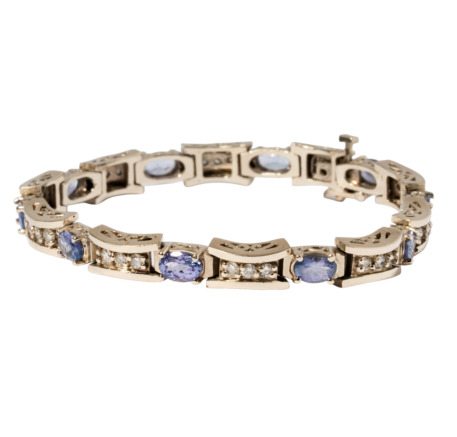 14 Karat White Gold, Iolite, and Diamond Bracelet (1 of 10)