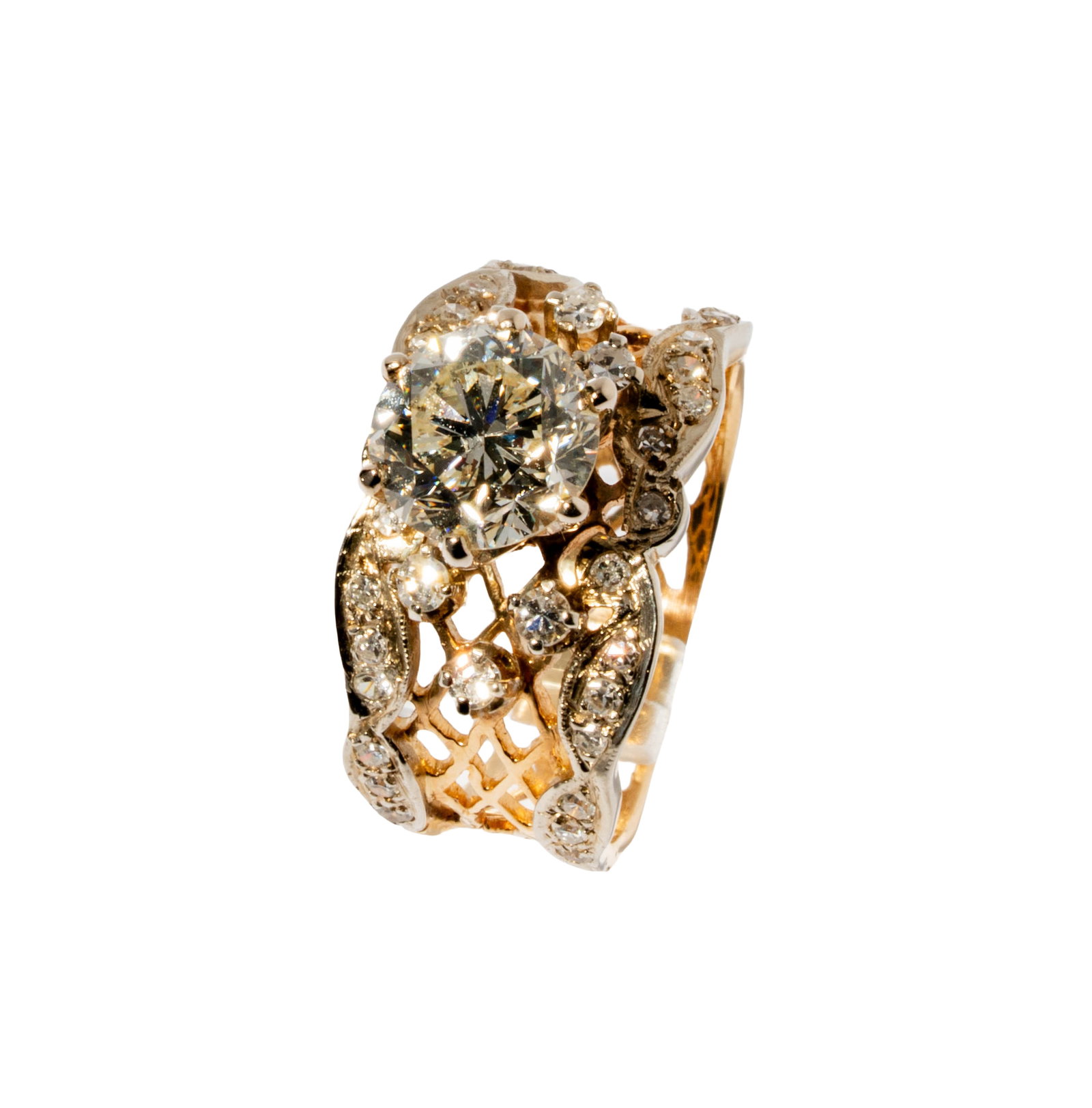 14 Karat Yellow Gold, Diamond, and Gold Ring (1 of 8)