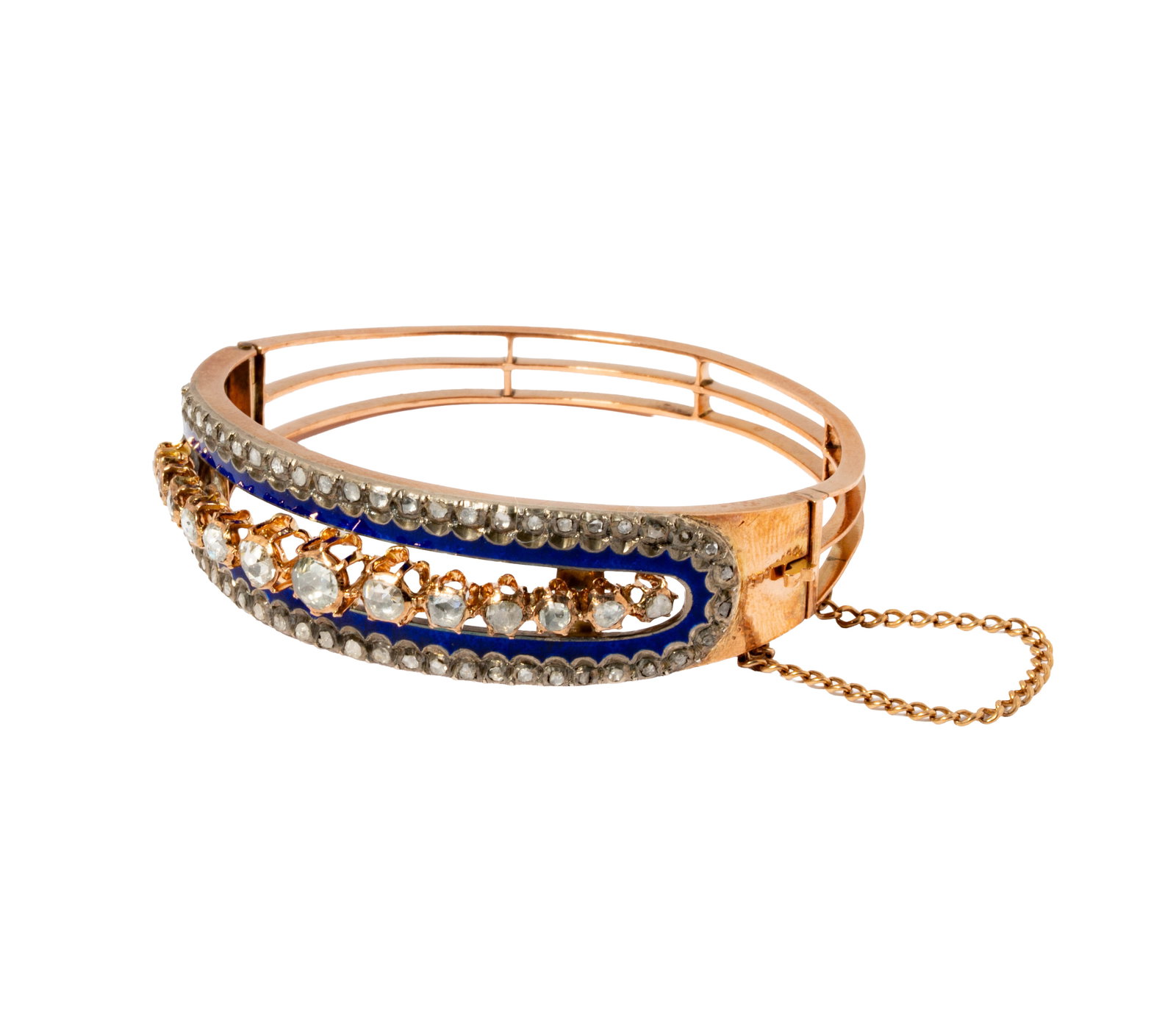 Victorian 14k gold and silver topped Diamond and Enamel Bracelet (1 of 10)