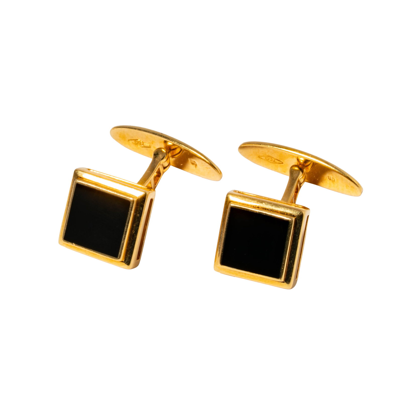 Di Modolo 18 Karat Yellow Gold Falco Onyx Cufflinks: , weighing 14.6 grams;