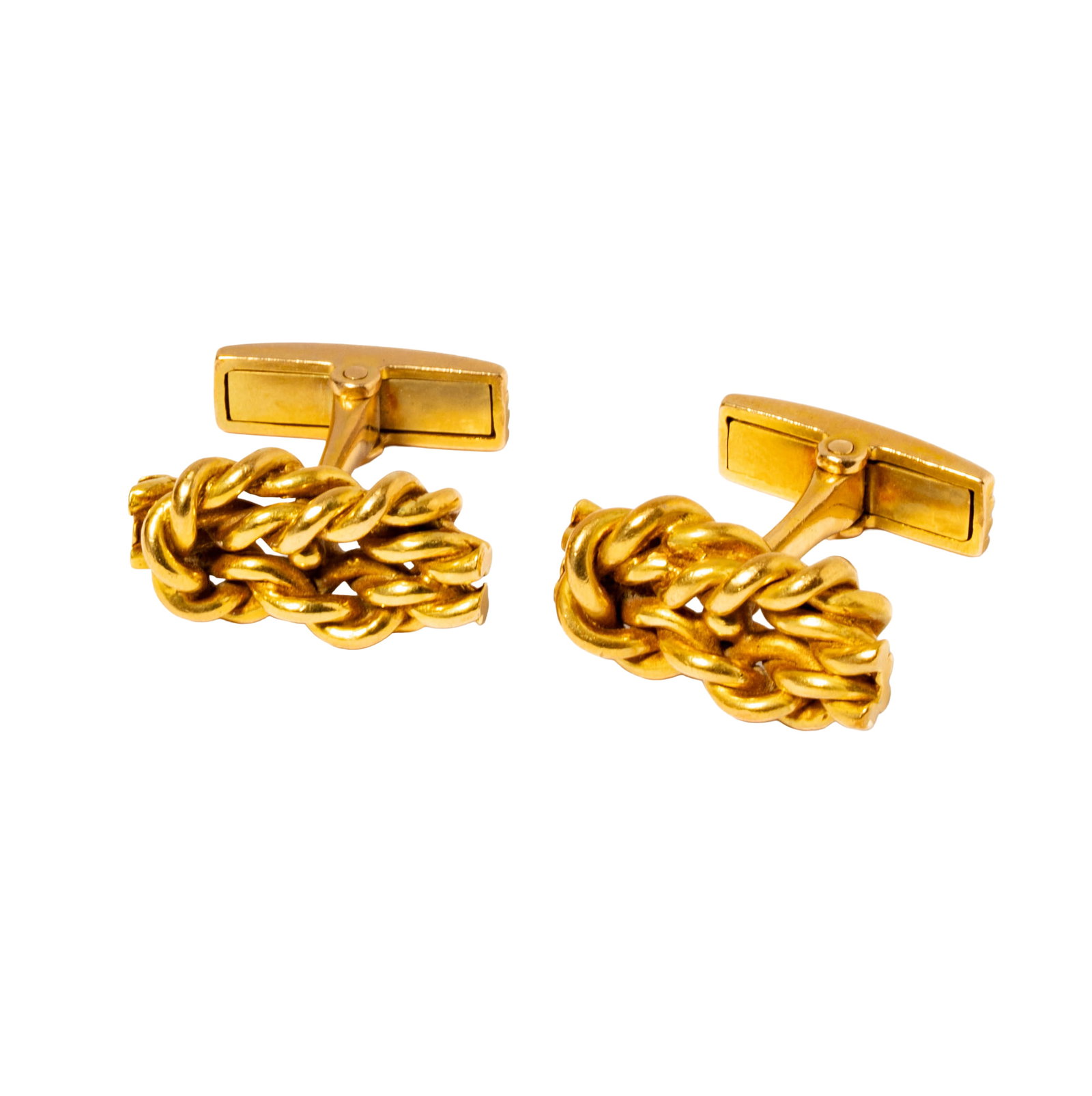 One Pair of 18 Karat Yellow Gold Knot Cufflinks (1 of 8)