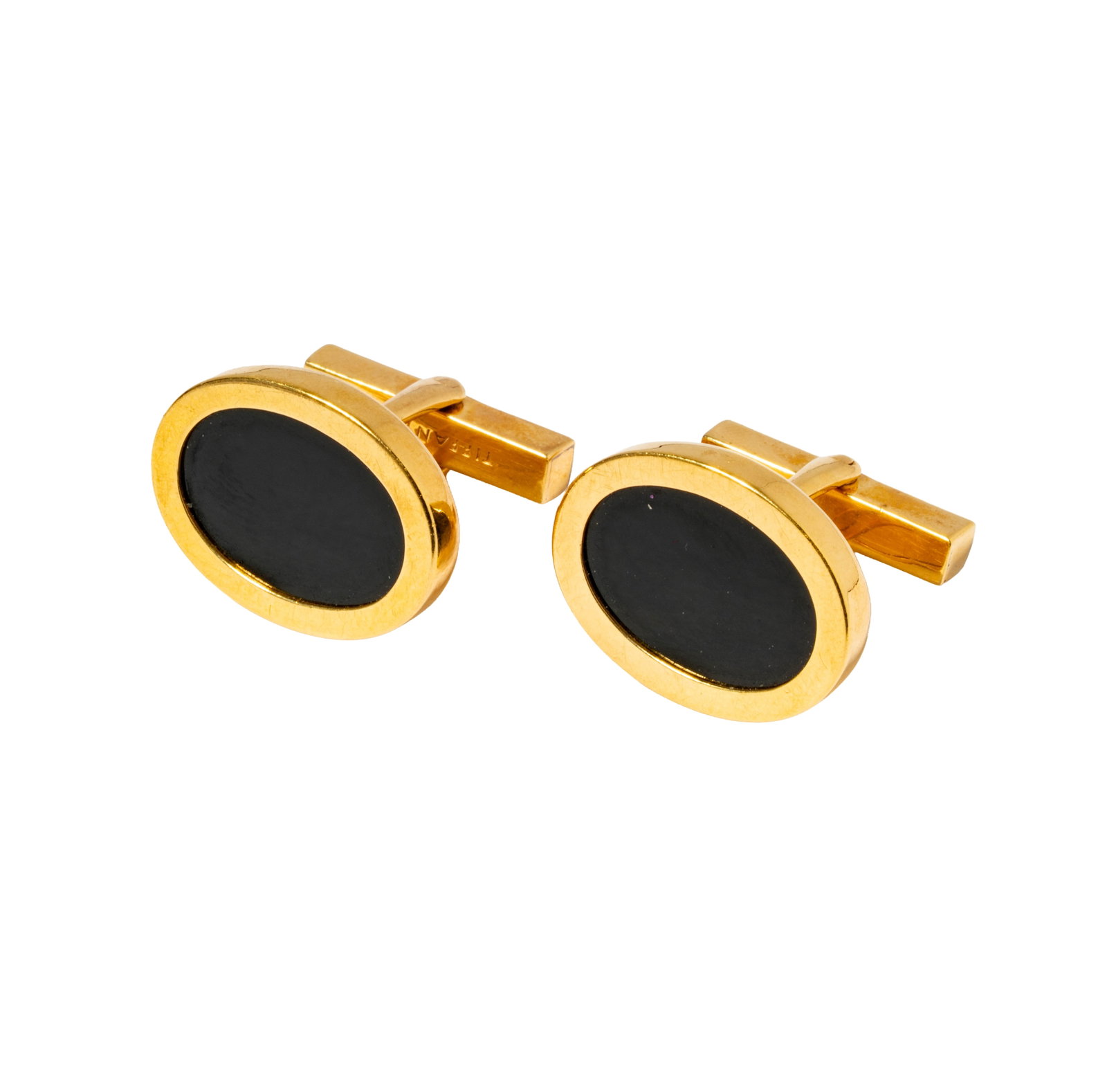 One Pair of Tiffany & Co. 18 Karat Yellow Gold Onyx Cufflinks (1 of 8)