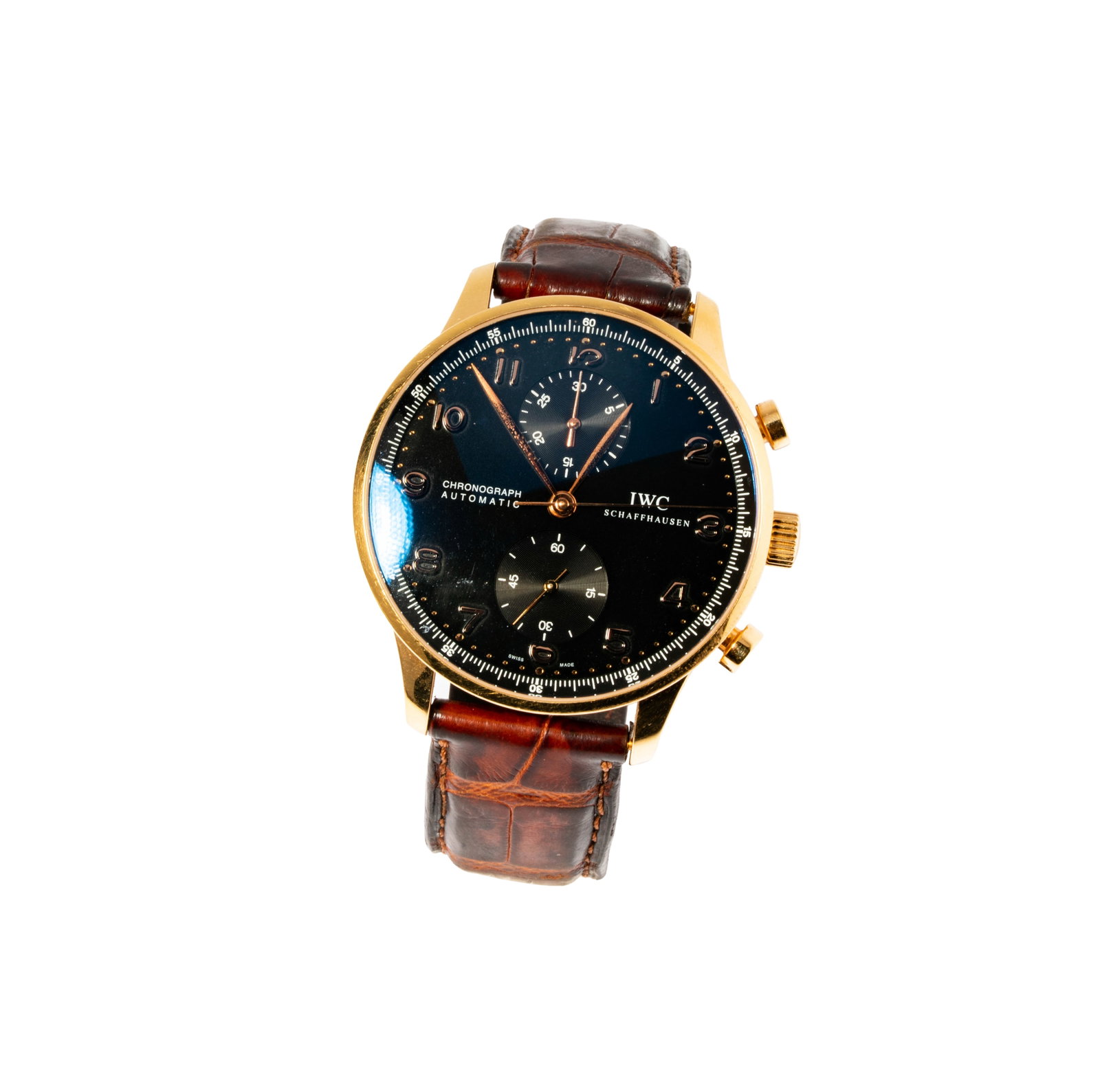IWC 18 Karat Yellow Gold Portuguese Chronograph Watch (1 of 7)