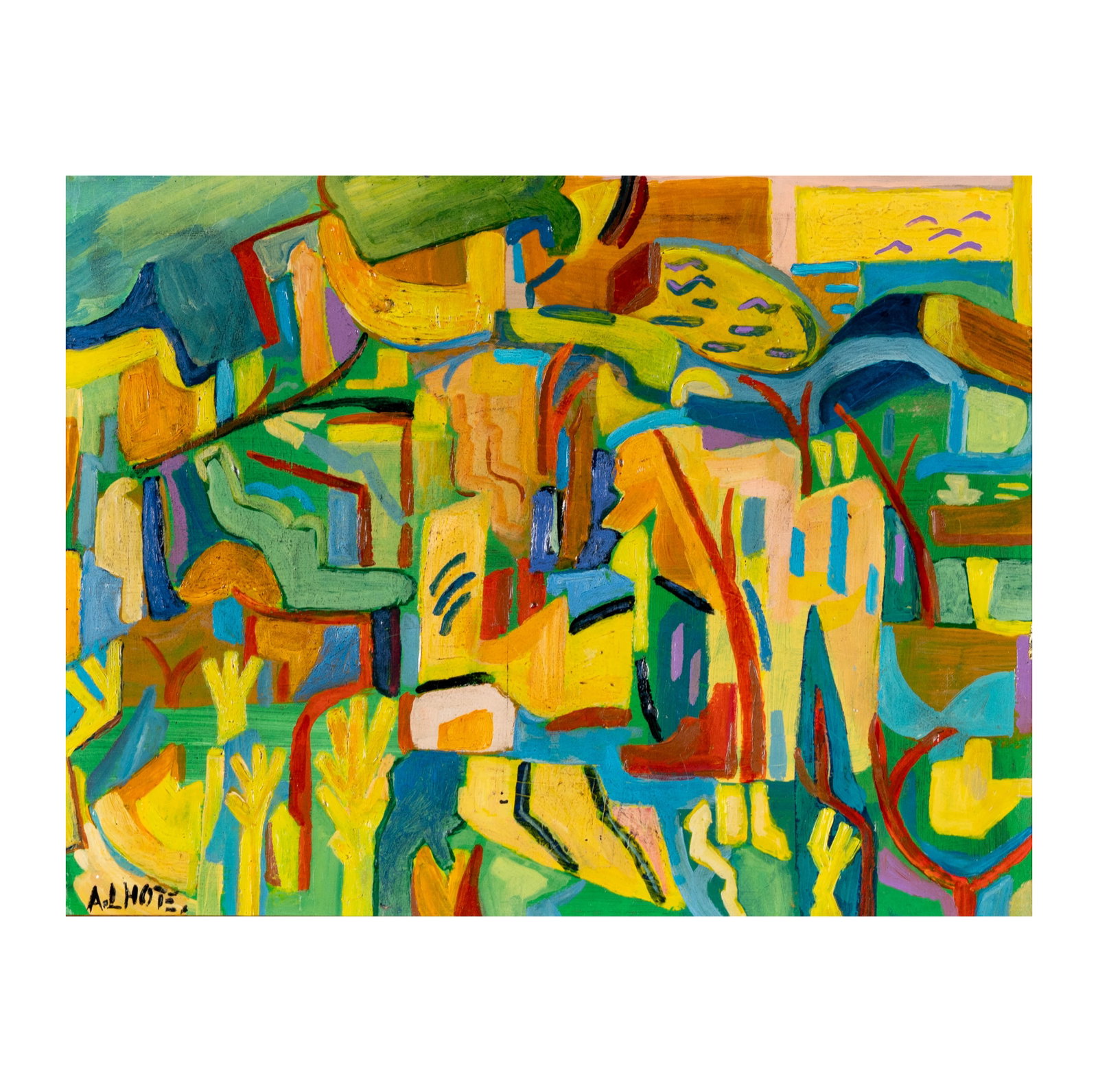 Andre Lhote (French, 1885-1962): Les pins à la Cadière: oil on board, signed lower left, 11 x 14 in. frame 16 x 19 in. An Important Beverly Hills Estate
