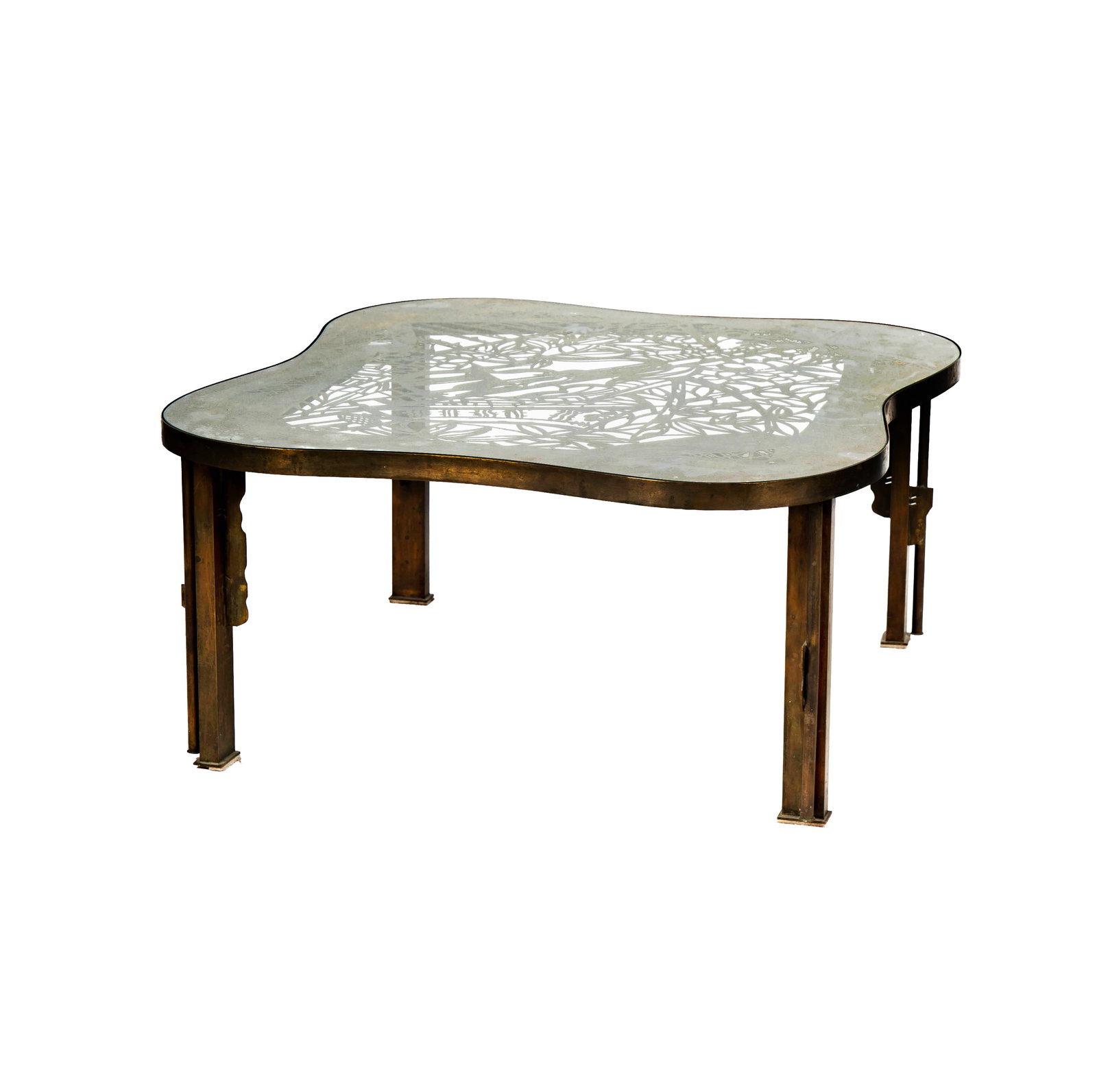 Philip and Kelvin Laverne (AMERICAN): Rare Viola Coffee Table: etched signature, 17 1/4 x 39 x 35 in.