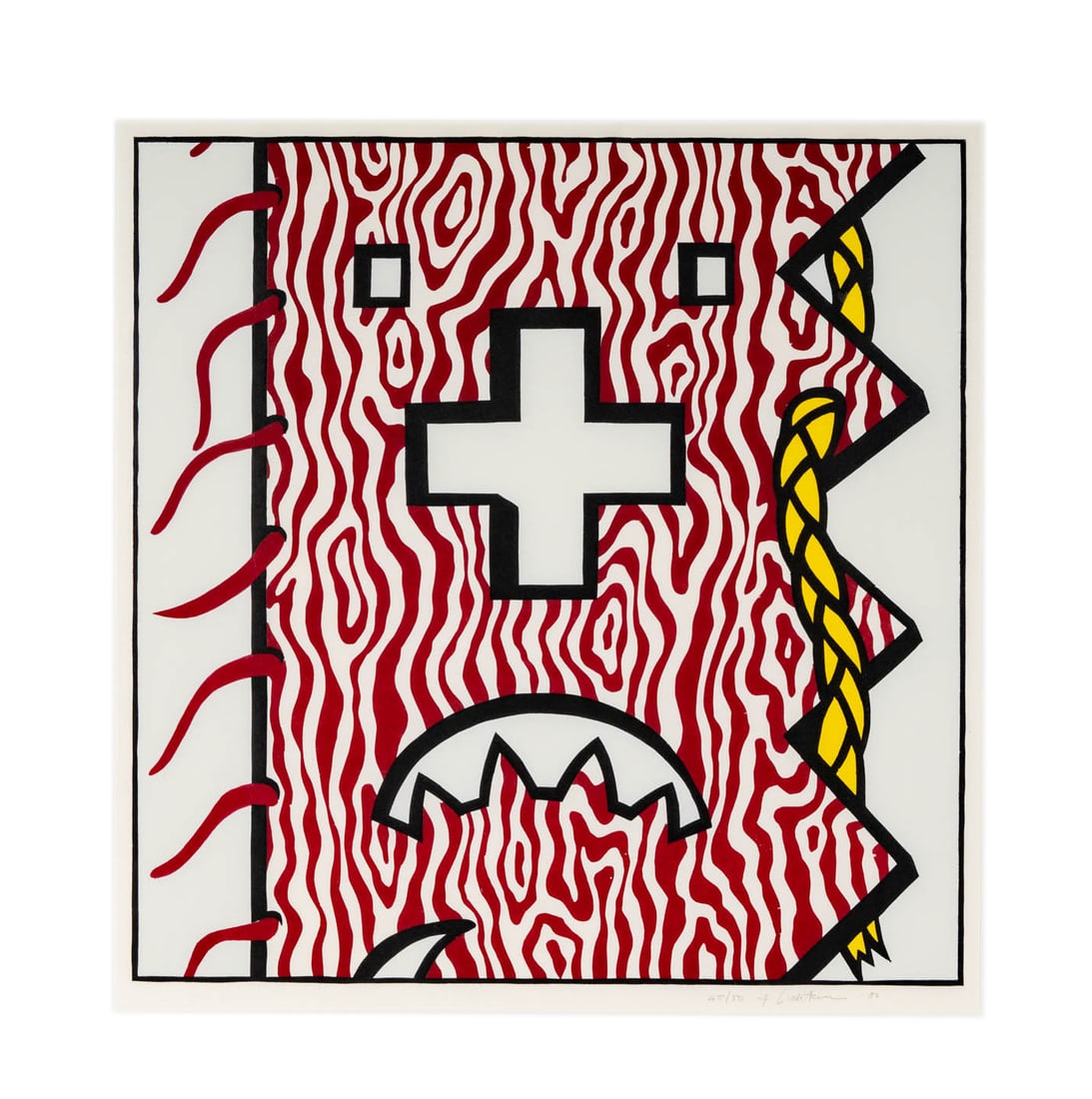Roy Lichtenstein (American, 1923-1997): American Indian Theme IV (from the American Indian Theme: 1980, woodcut and lithograph in colors on handmade Suzuki, signed, dated and numbered 45/50, published by Tyler Graphics, Ltd., Mt. Kisco, NY. literature: Corlett 163 Provenance: with original purchas