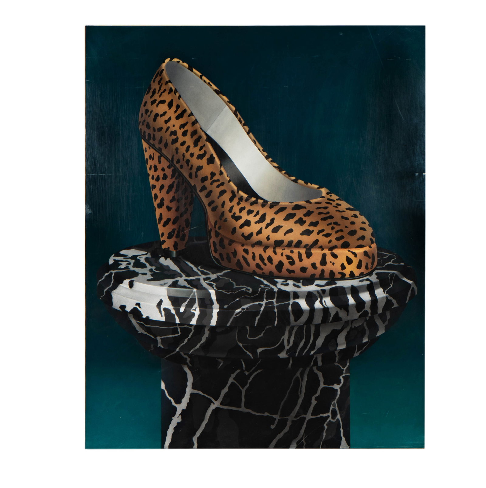 Shimon Okshteyn (Urkanian 1951), Leopard Heels: oil on canvas, 69 1/2 x 56 in., frame: 74 x 60 in.
