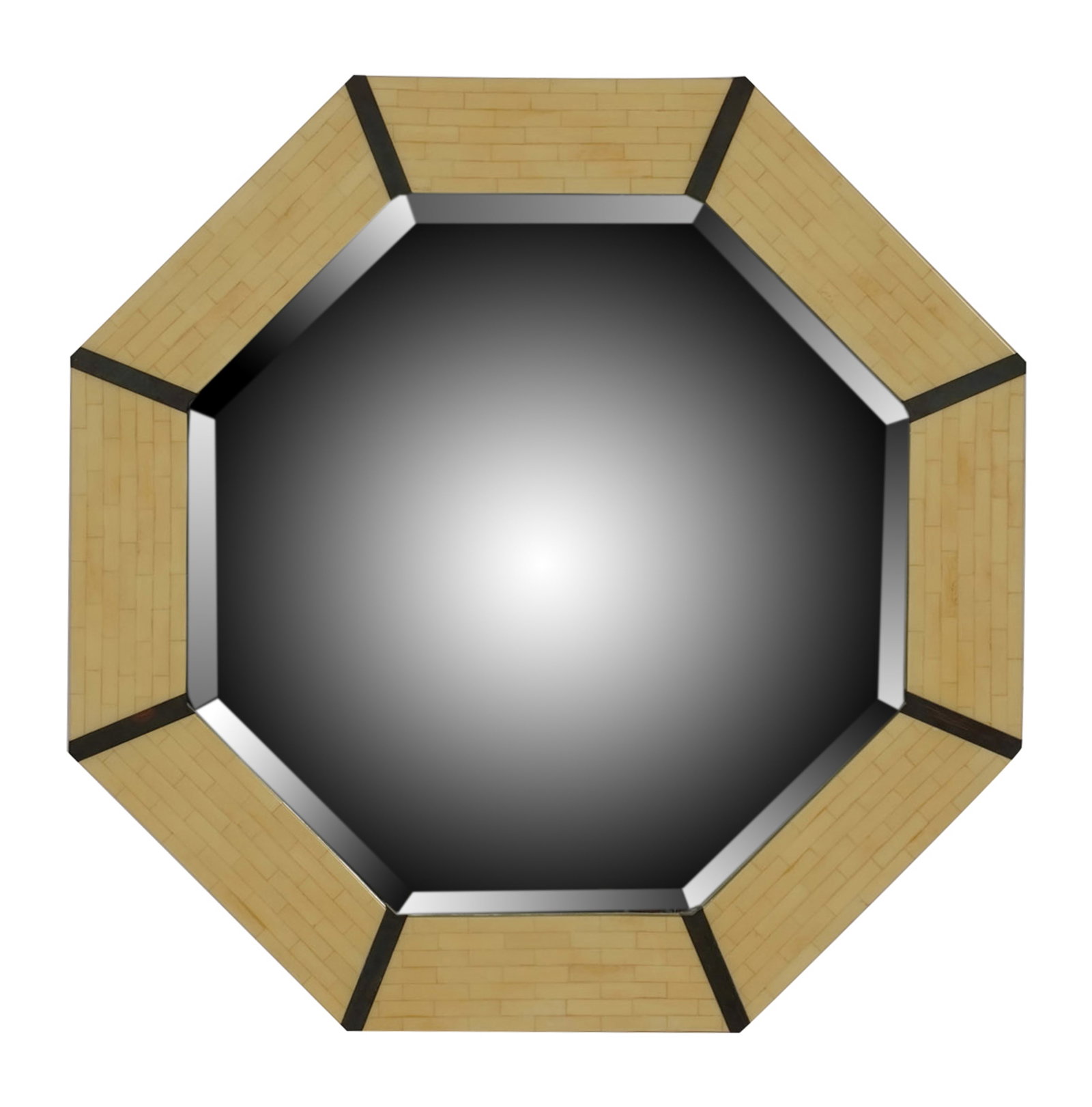 Octagonal Brass and Veneer Mirror (1 of 10)