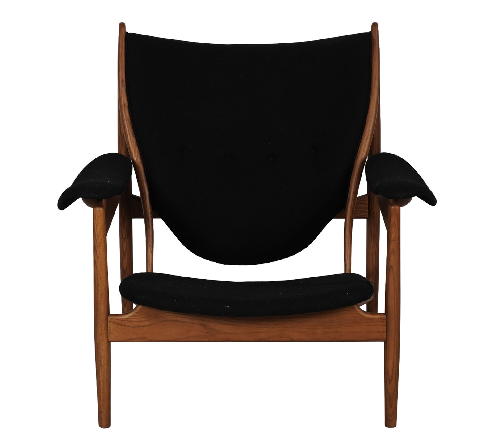 Finn Juhl-Style Teakwood Chieftain Chair: 36 1/2 x 39 x 30 in., seat height: 14 in.