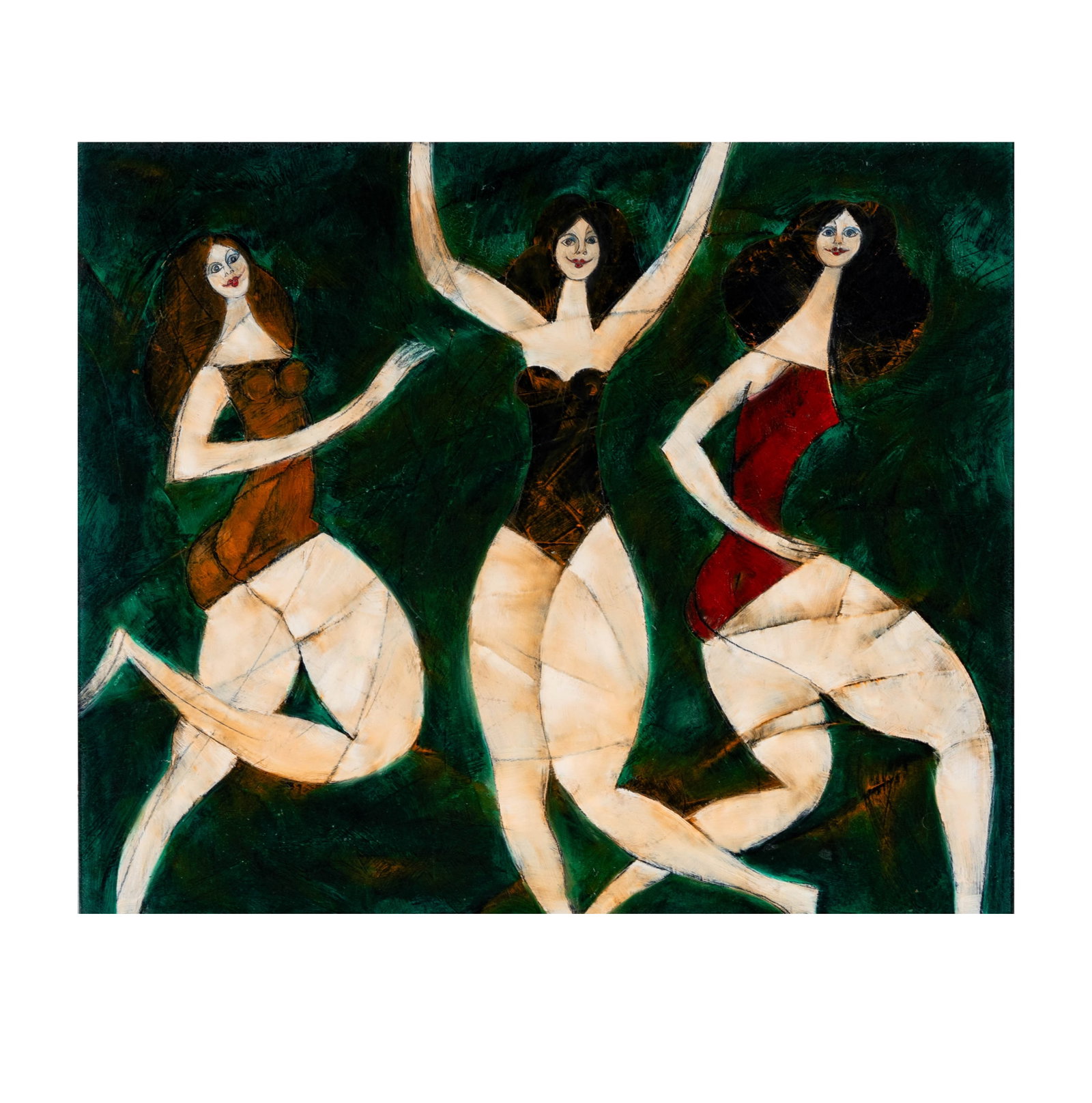 Harry Guttman (1933-2015), Three Dancers: board: 20 x 23 3/4 in. frame: 31 3/4 x 35 3/4 in.