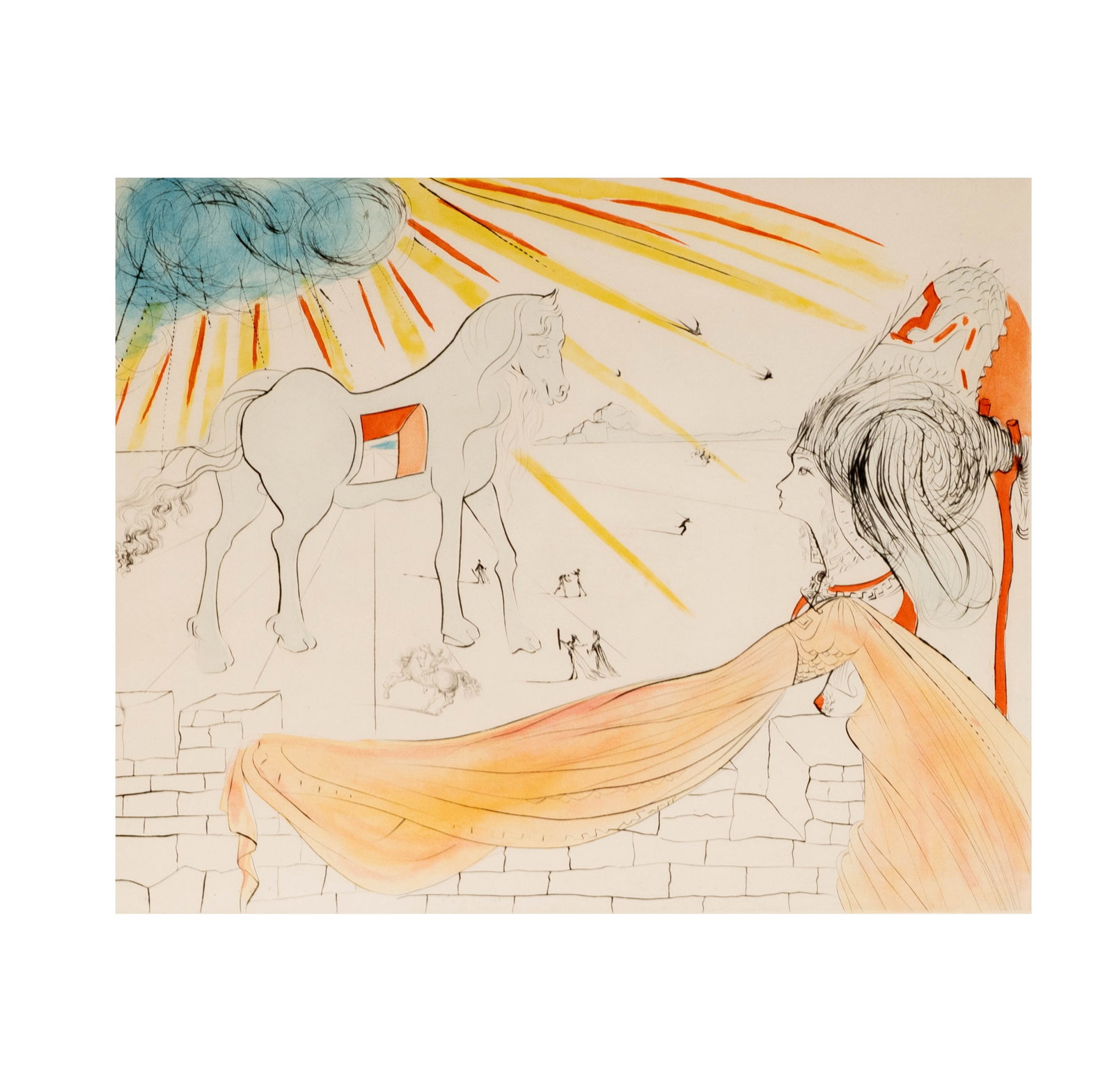 Salvador Dalí, "The Horse"" Lithograph: Edition 59/350" The artwork appears to be in good condition, with no visible signs of damage to the print itself. The frame is also in good condition.