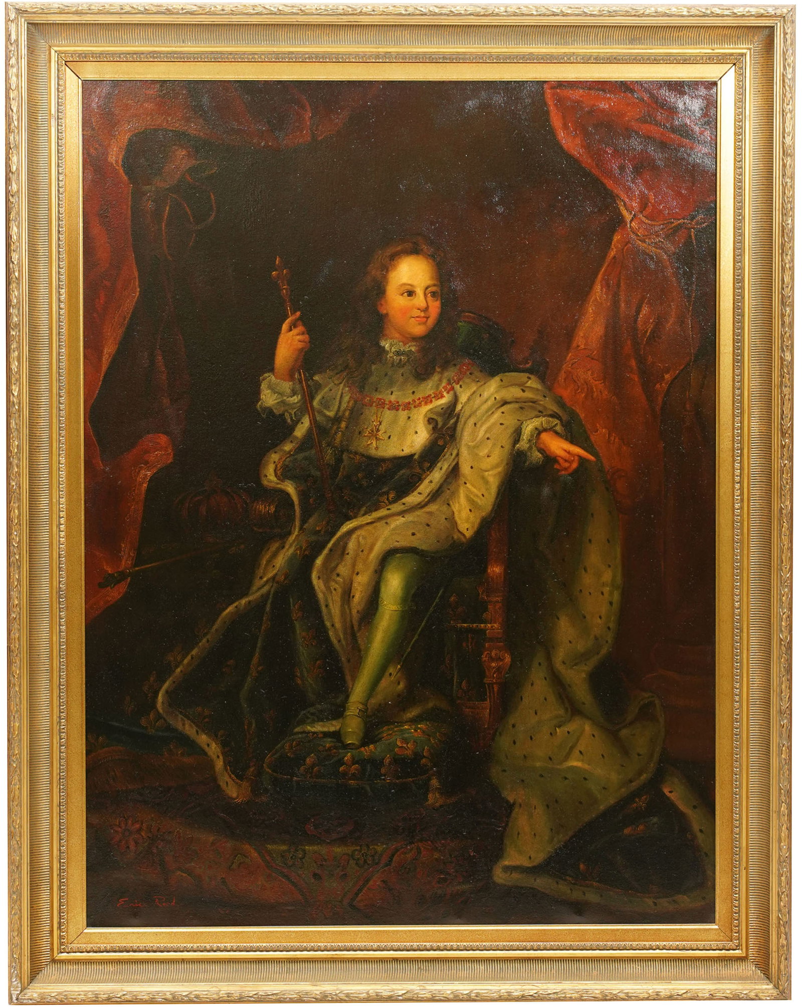 Portrait of Louis XV Painting: signed lower right, oil on canvas, canvas: 48 x 36 in., frame: 56 1/2 x 43 1/2 in.