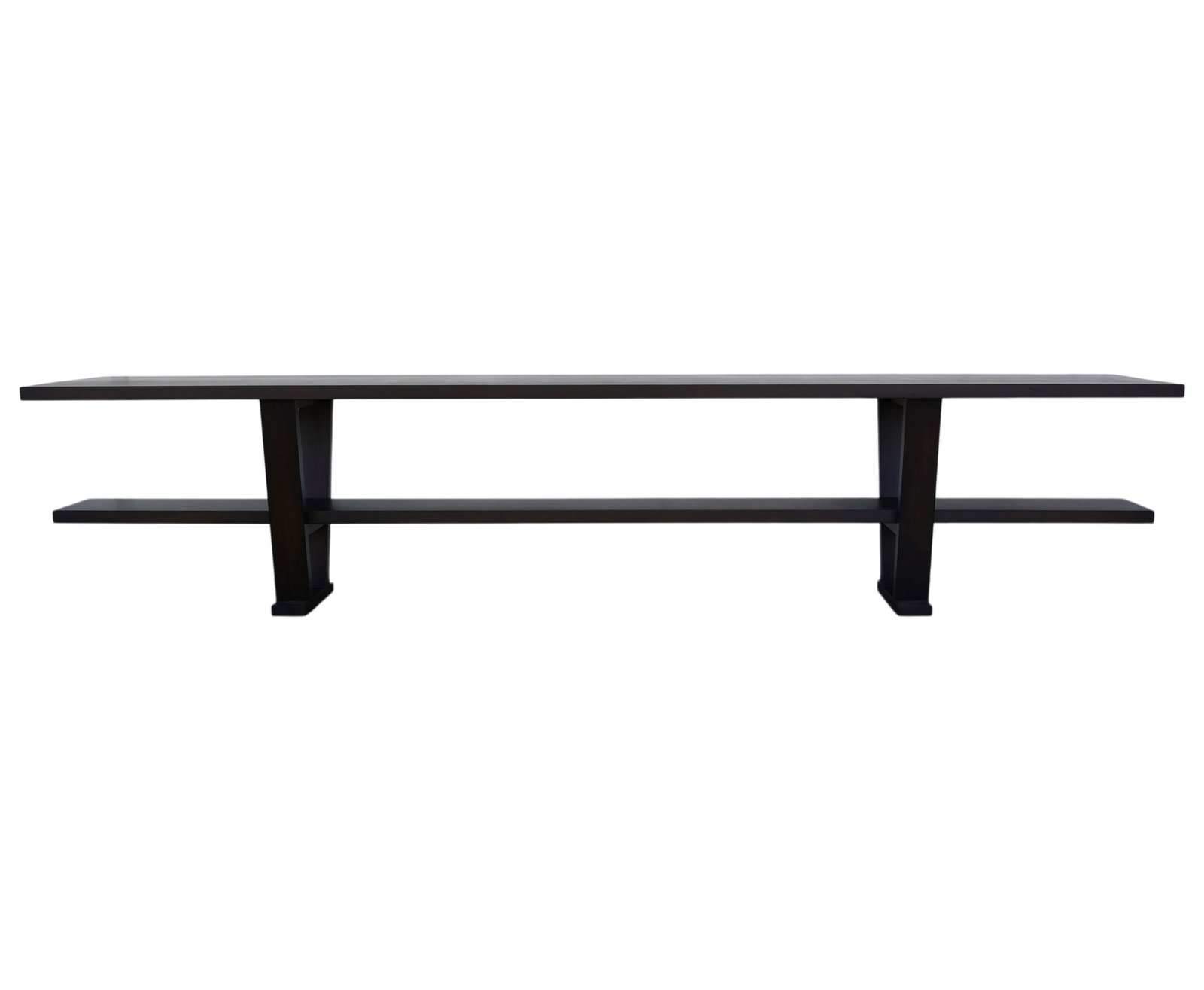 Contemporary Trestle Dining Table: white oak and stained ebony, 30 1/2 x 144 x 23 in.