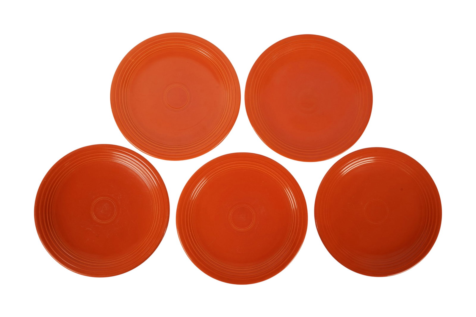 A Group of Fiesta Ware Chop Platters in Two Sizes: each marked to the underside, comprising three large chargers (14 1/4 in. dia.), five dinner plates (12 1/4 in. dia.)