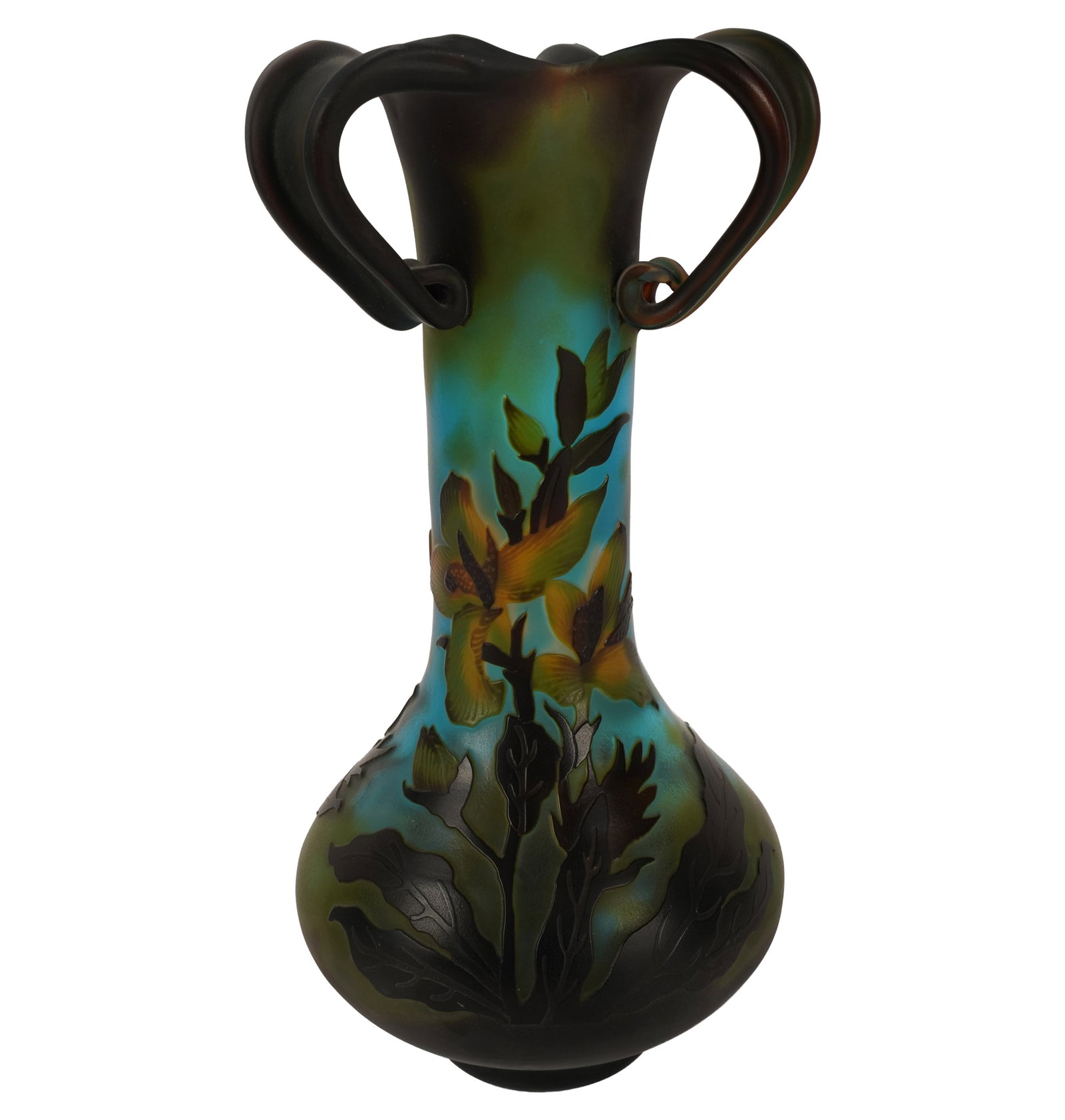 Signed Daum Nancy-Style Three Handle Vase (1 of 10)