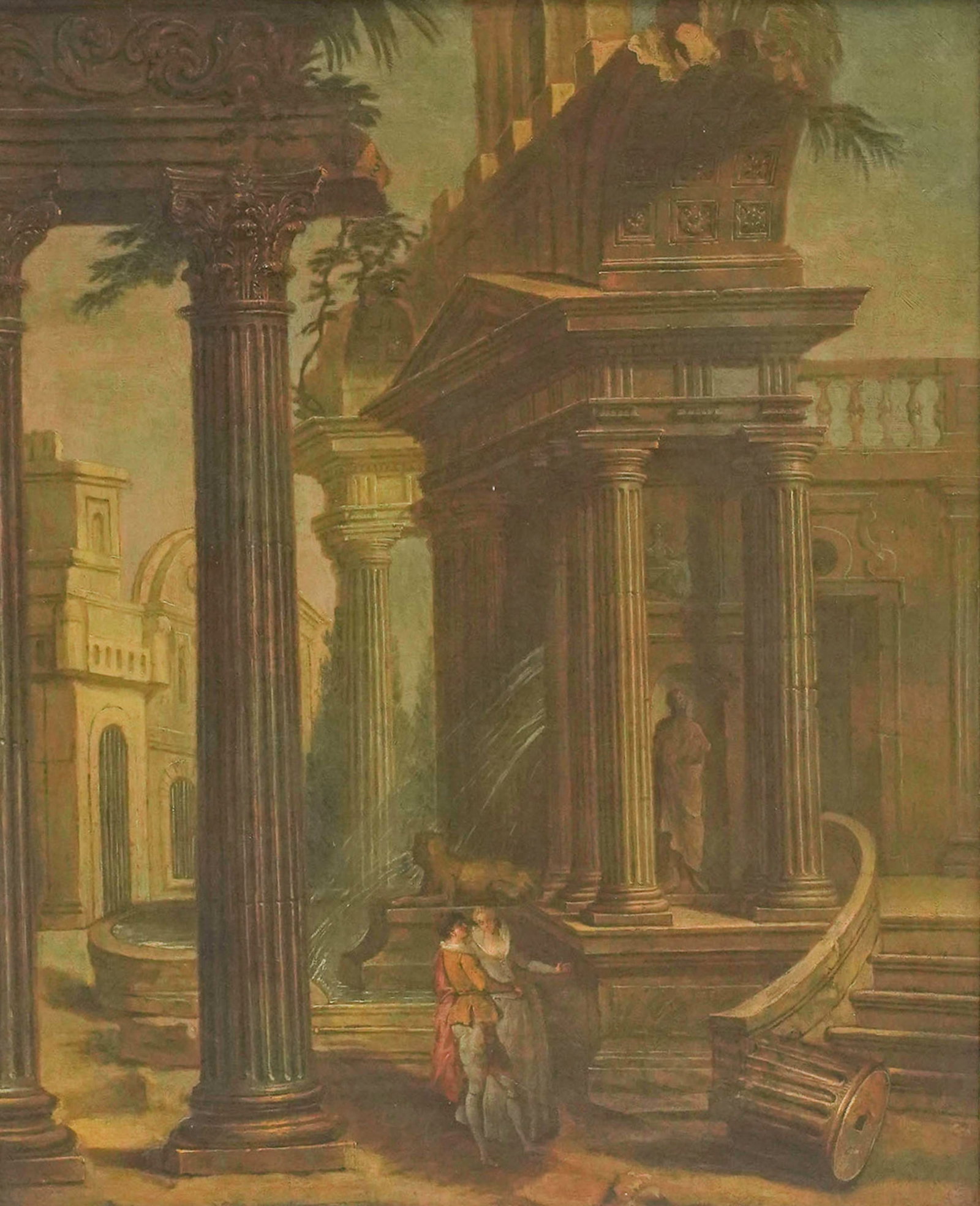 Italian School: Neoclassical Landscape: oil on canvas, sight: 28 1/4 x 22 1/2 in., frame: 33 1/2 x 4 1/4 in.