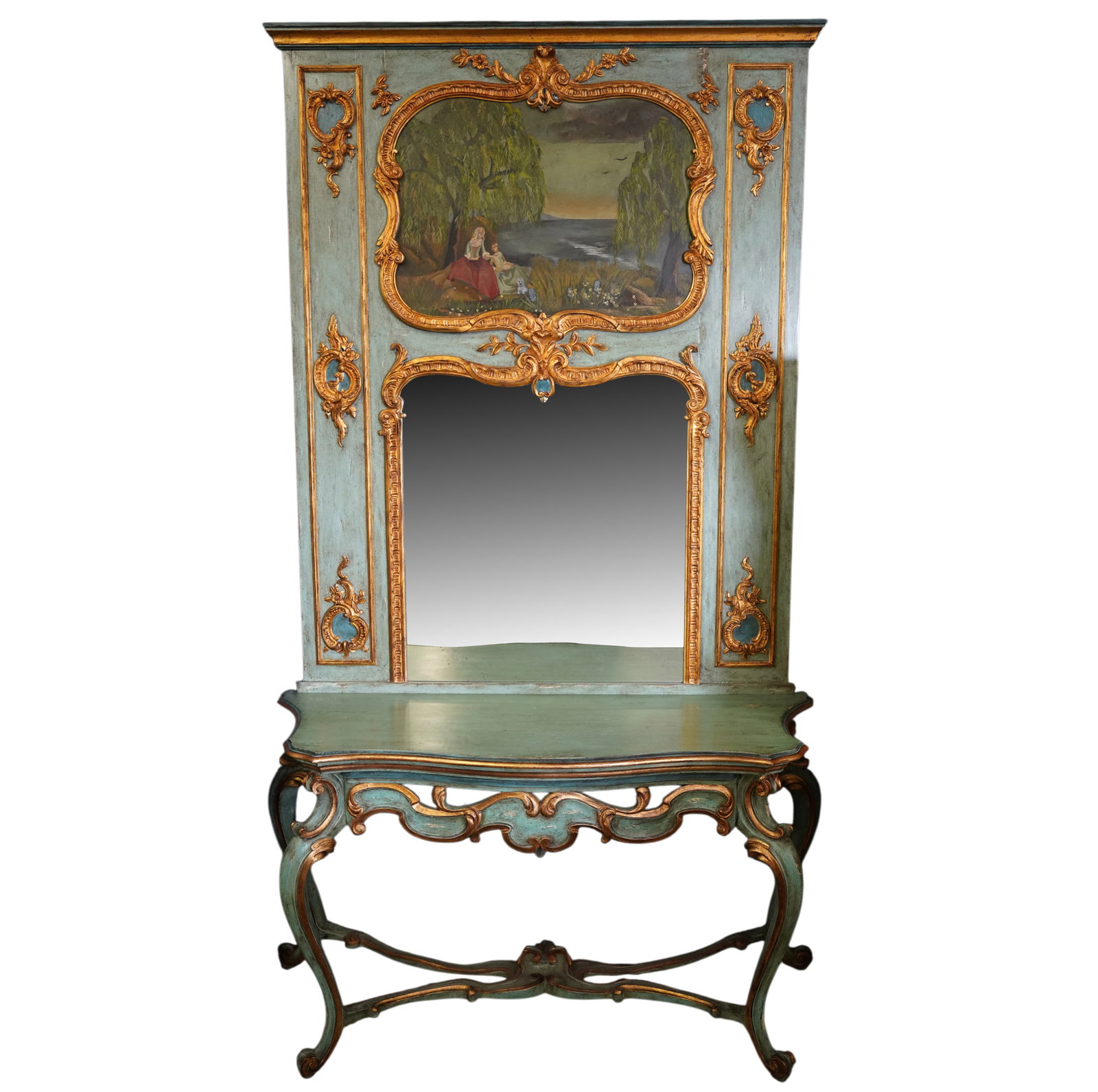 Italian Painted Console and Trumeau Mirror (1 of 12)