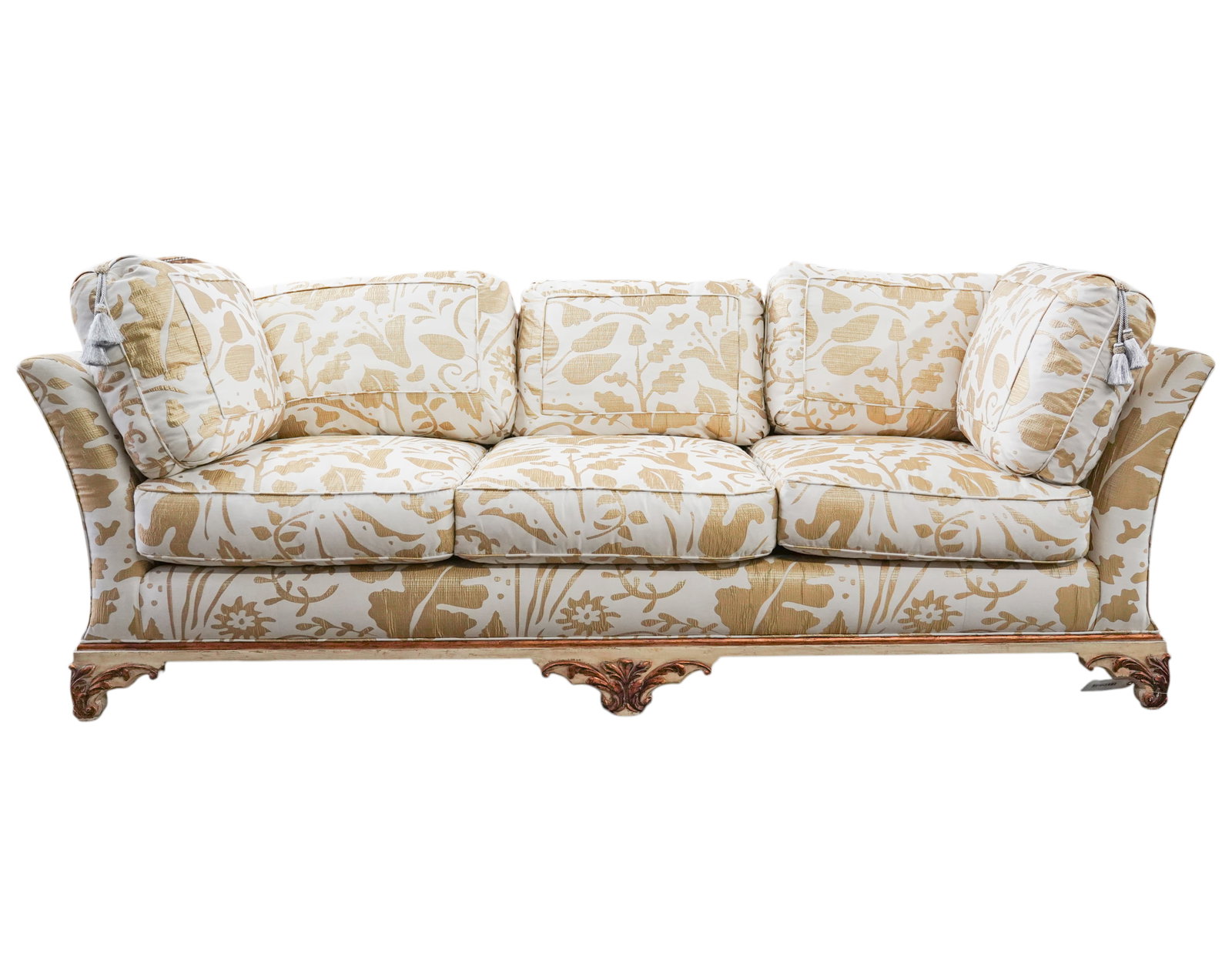 White and Gold Upholstered Sofa (1 of 11)