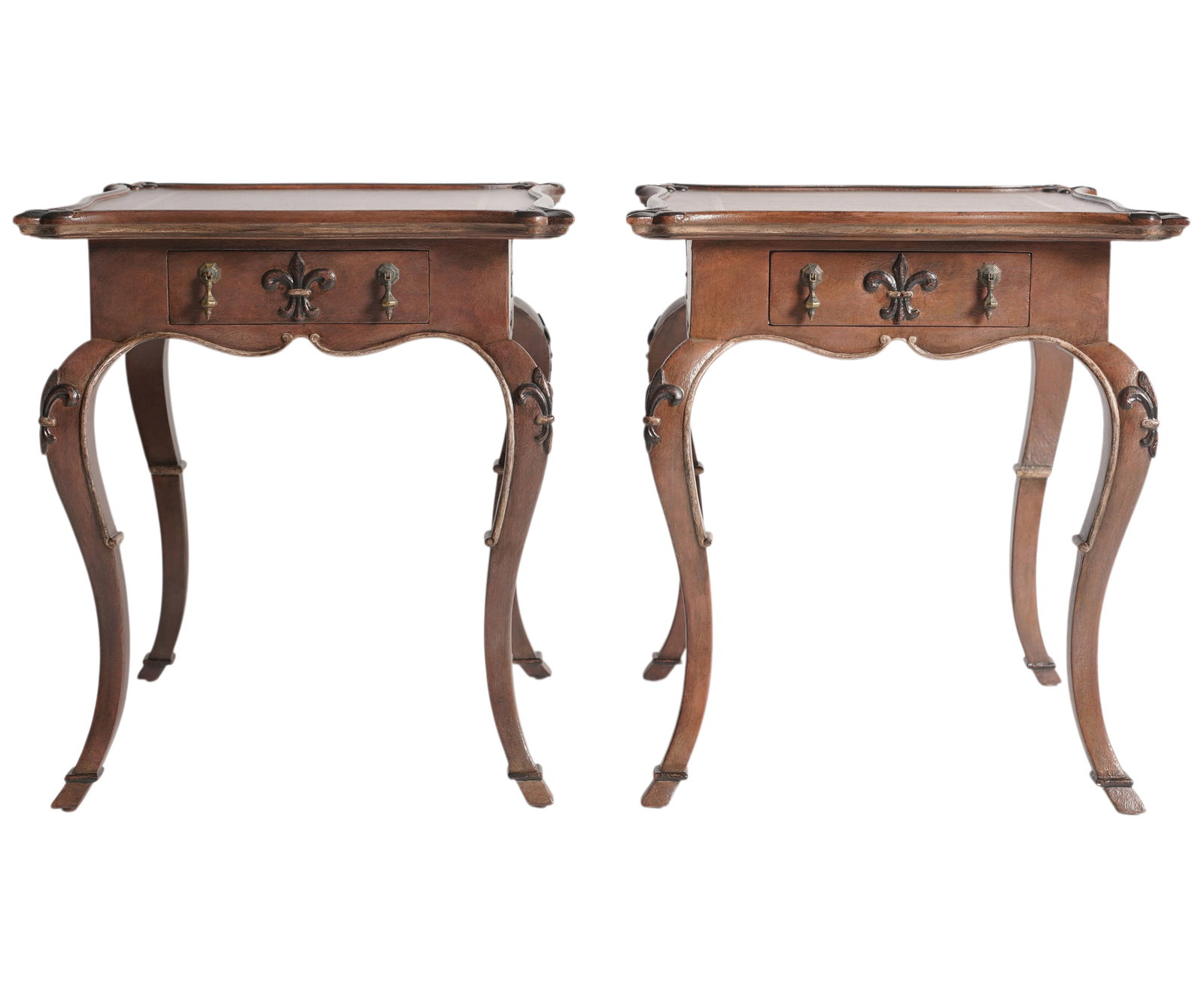 Pair of French Fleur-De-Lys Side Tables: Created by Judson Rothschild for the Rothschild Collection, 2006, "Fleur-De-Lys", 27 1/2 x 24 x 24 in.