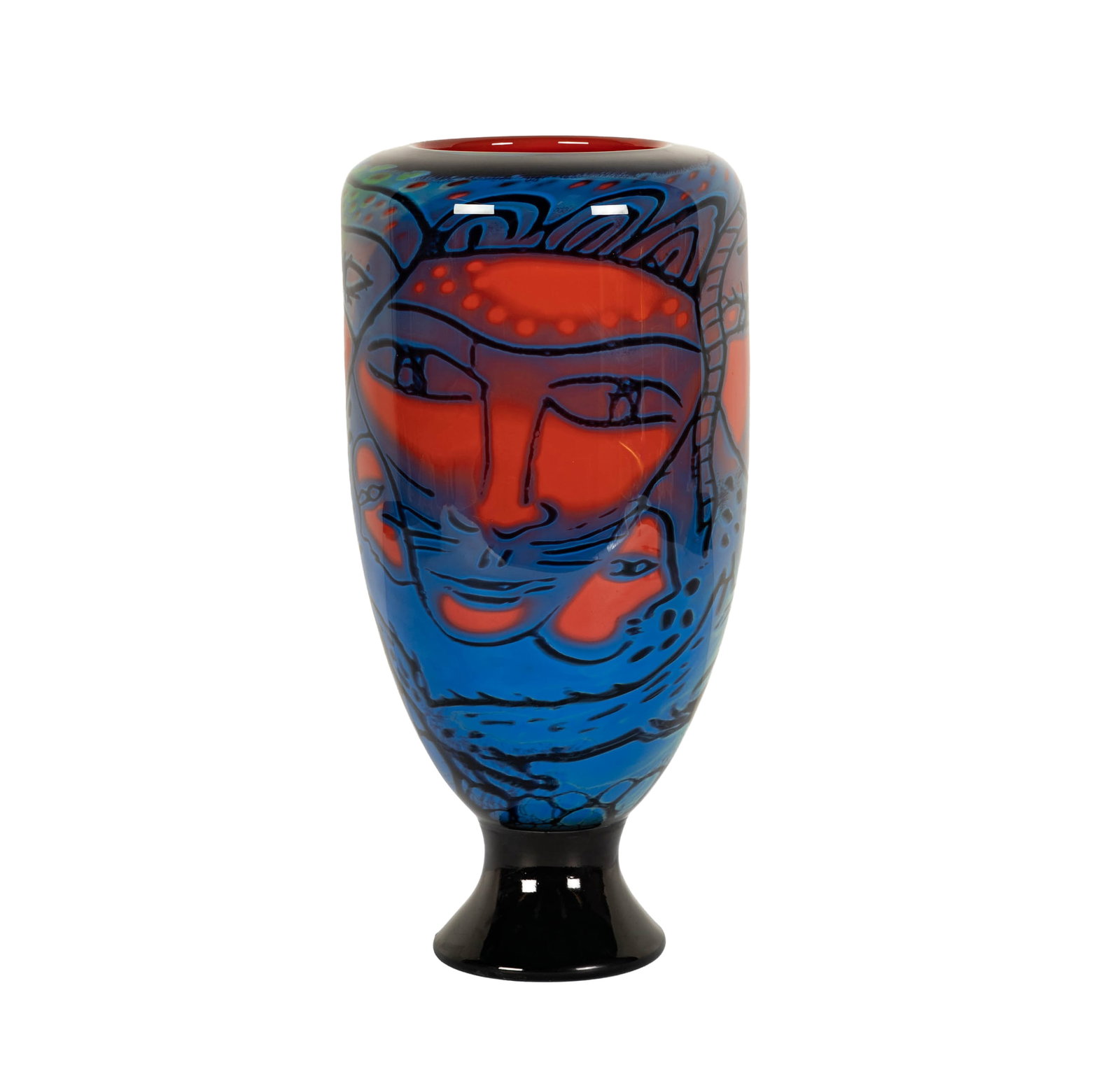 Ulrica Hydman Vallien for Kosta Boda Art Glass Vase: signed to underside, 14 1/4 x 7 in.