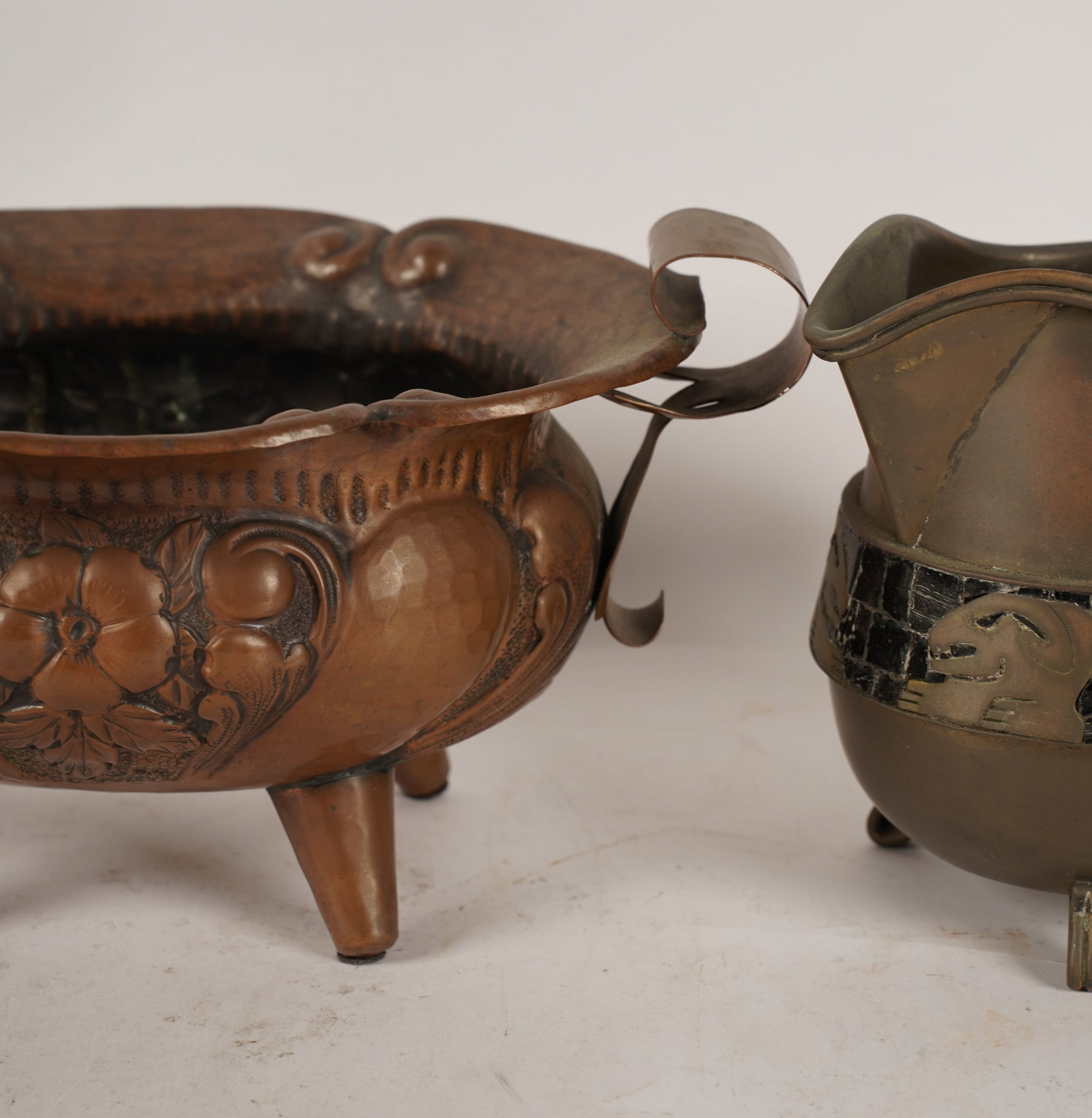 Two Embossed Copper Mexican Table Items - 3
