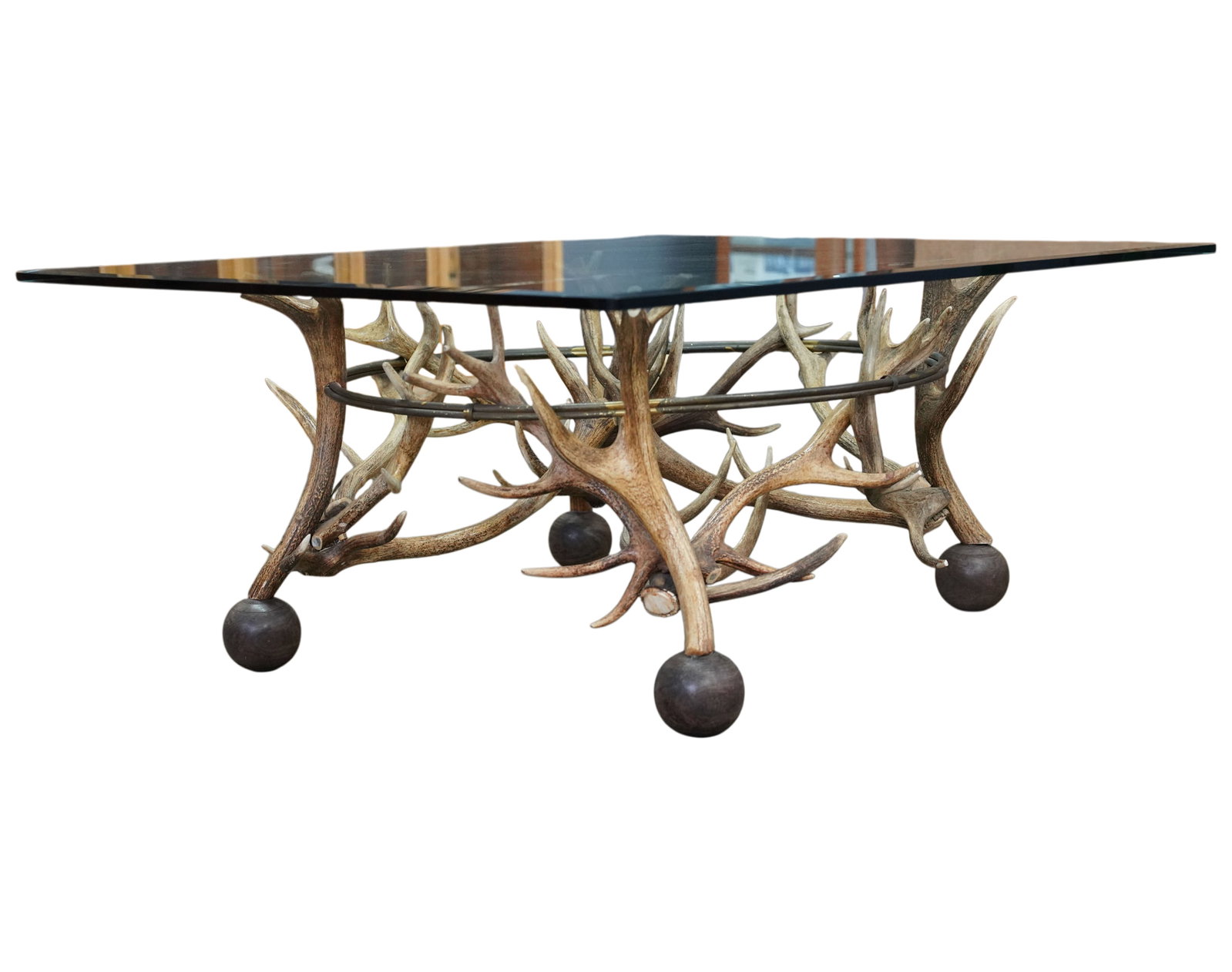 Antler Coffee Table: removable glass top, 24 x 60 x 50 in.
